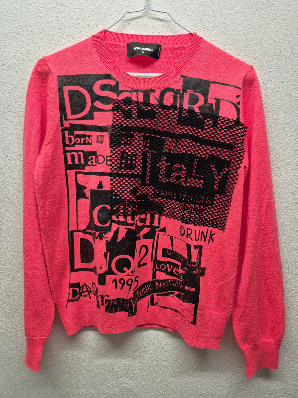 DSQUARED2 “Punk Brother” Mesh Pullover Pink Gr. M – Made in Italy, gebraucht