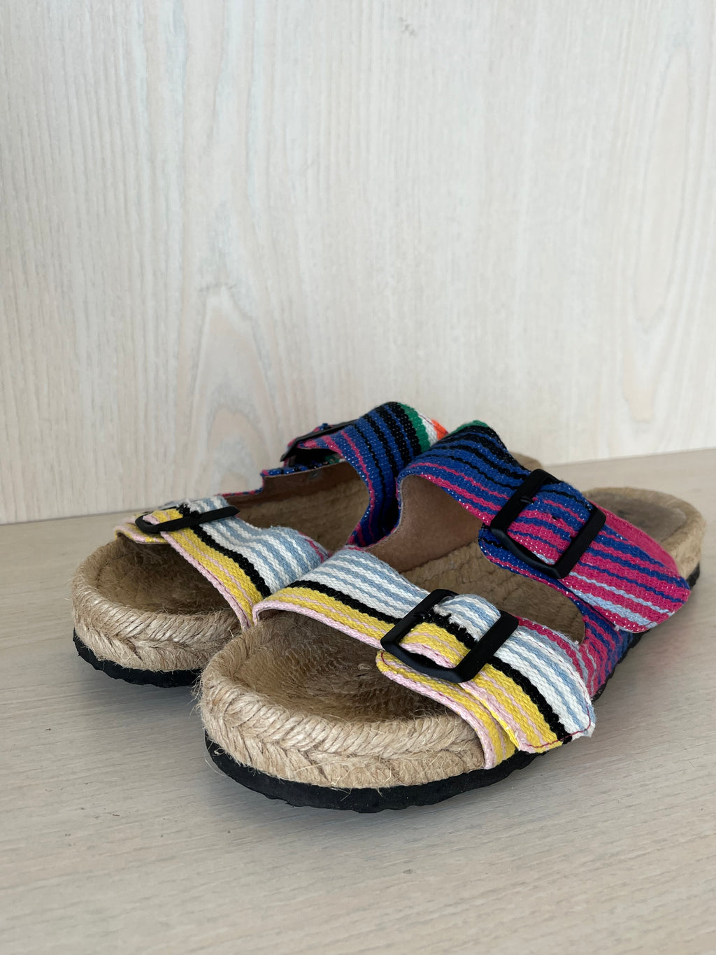 Manebí “Tulum” Espadrille Slides | Bunte Streifen | EU 39 | Guter Zustand