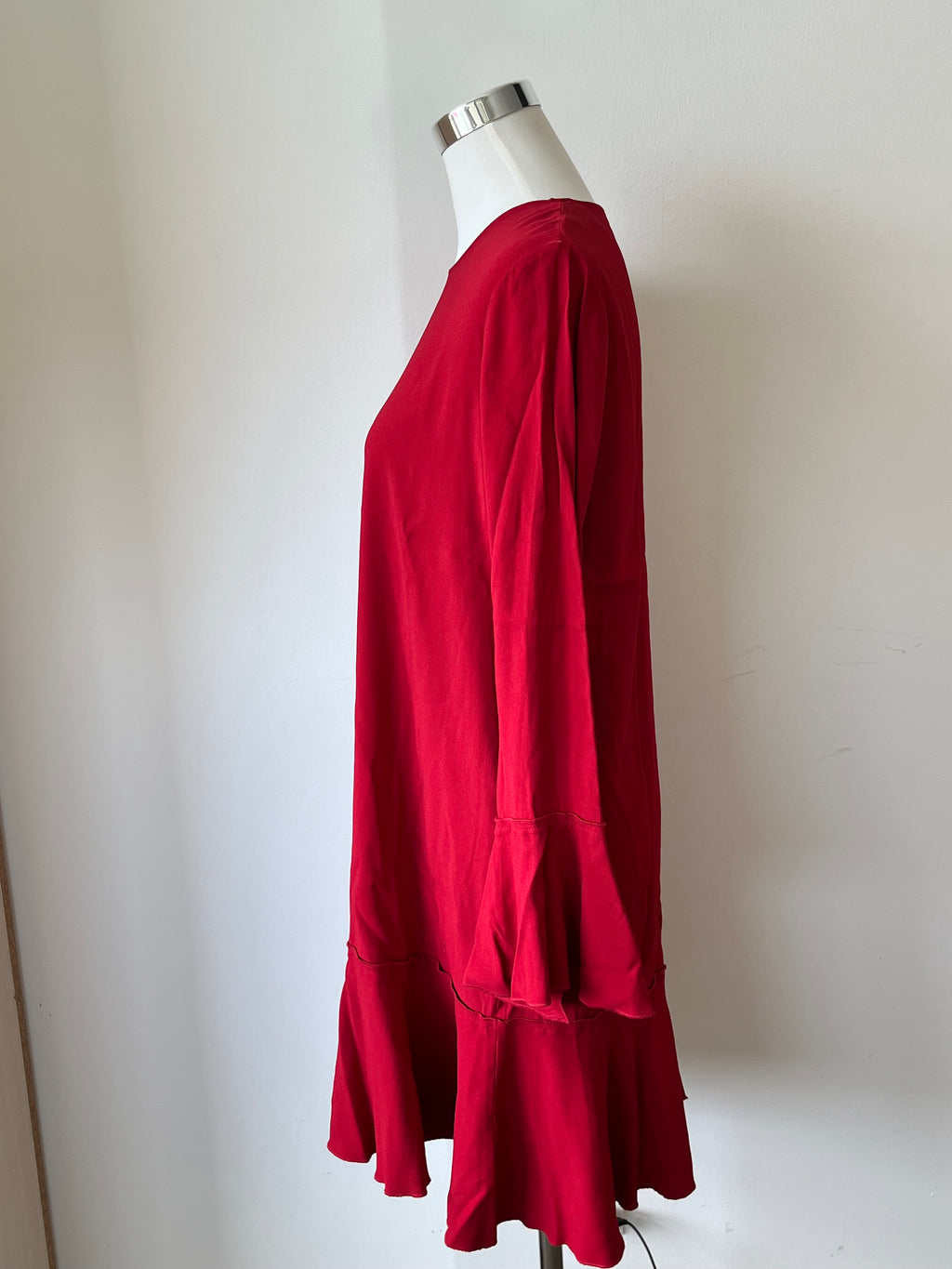 Theory Marah Bergen Shift Dress US 10 Red Viscose Very Good