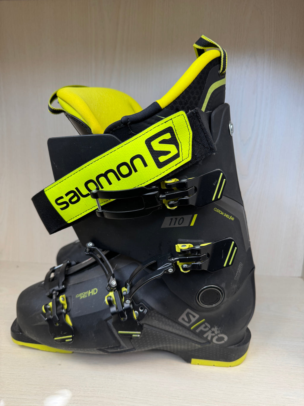 Salomon S/Pro 110 Herren Skischuhe – Größe 29, Schwarz/Gelb, sehr guter Zustand