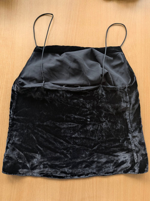 Alice + Olivia Samttop Schwarz Spaghettiträger XS – Gebraucht
