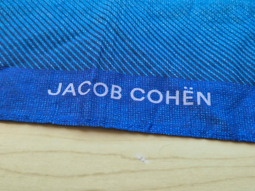 Jacob Cohën Einstecktuch Blau Kariert, 55x55 cm, Baumwolle, Guter Zustand