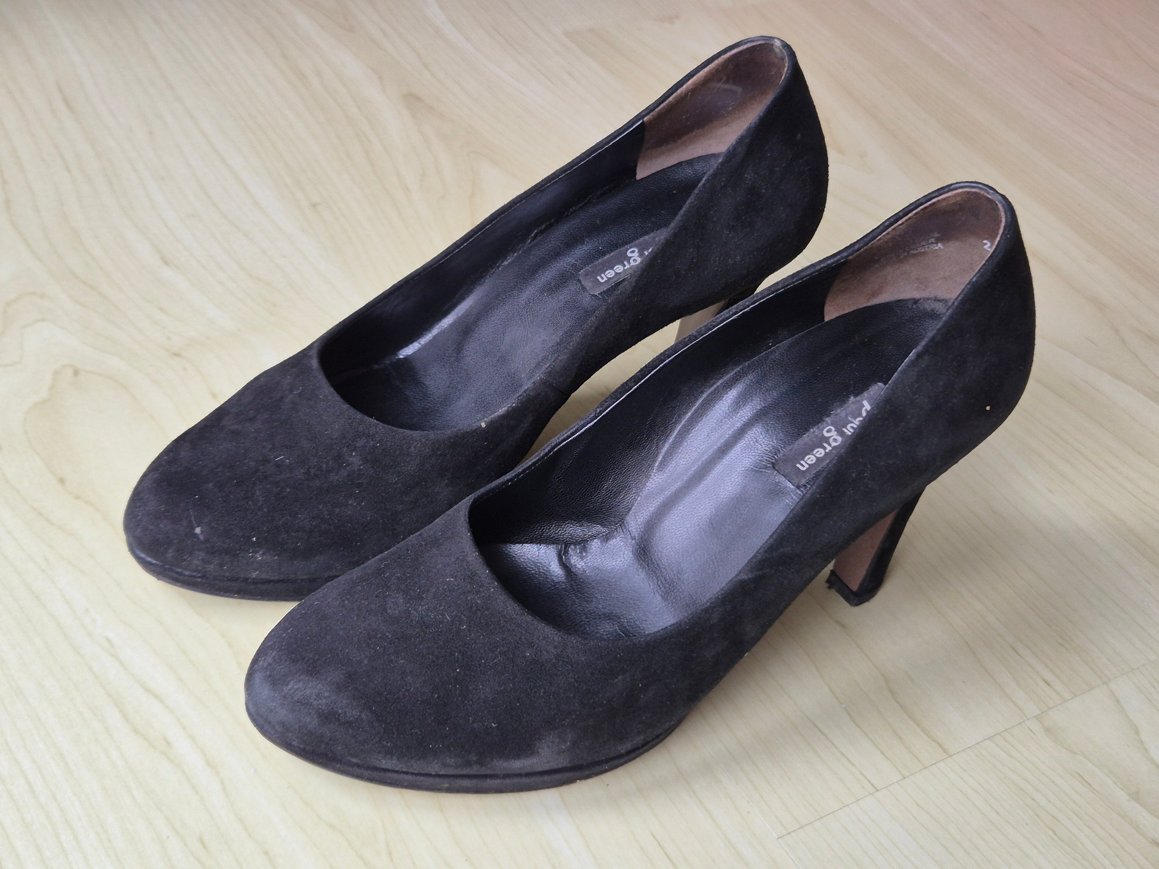 Paul Green Block Heel Pumps, Suede, Black, EU 39, Good Condition