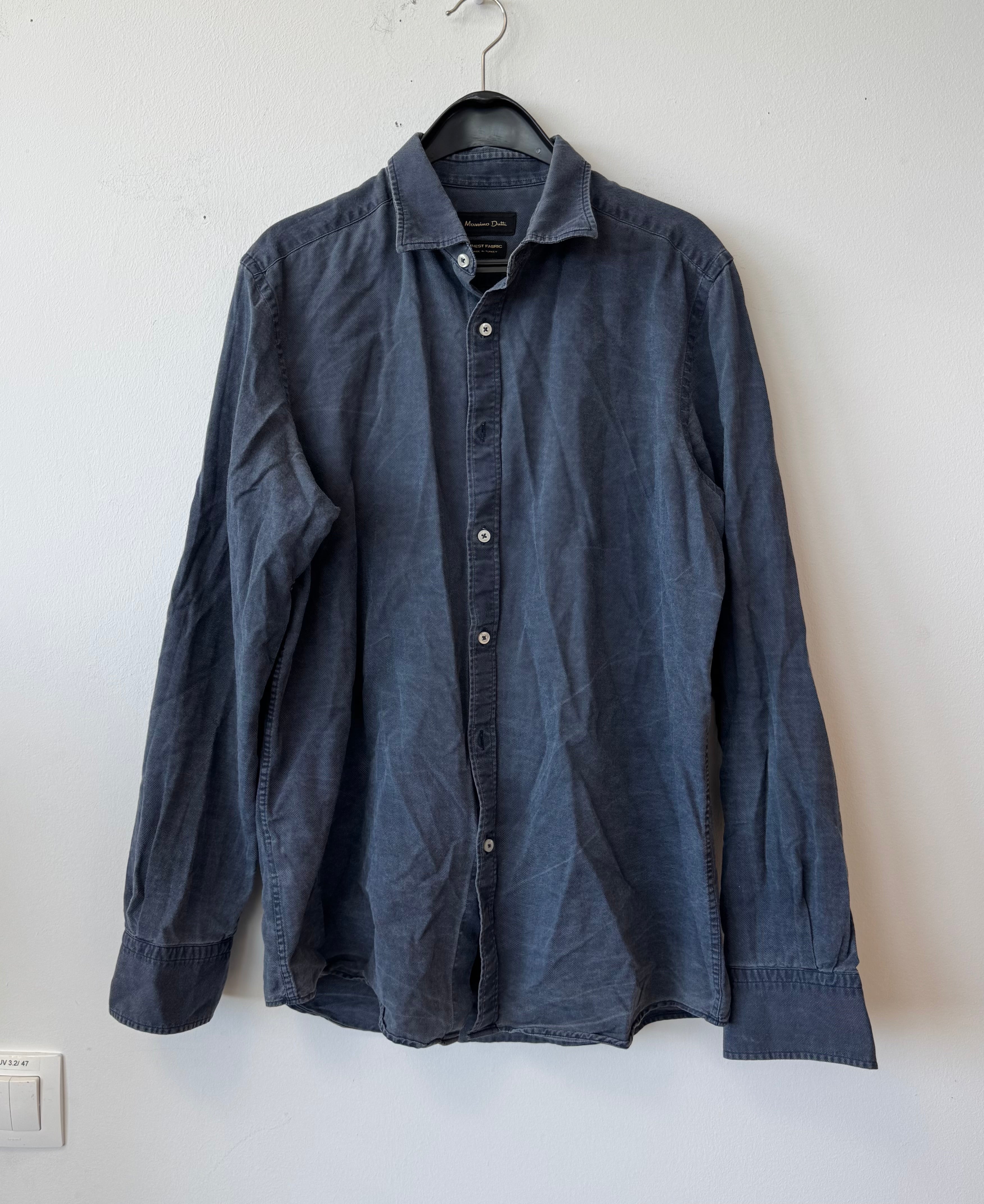 Massimo Dutti Denim Long Sleeve Shirt Dark Blue M Good Condition