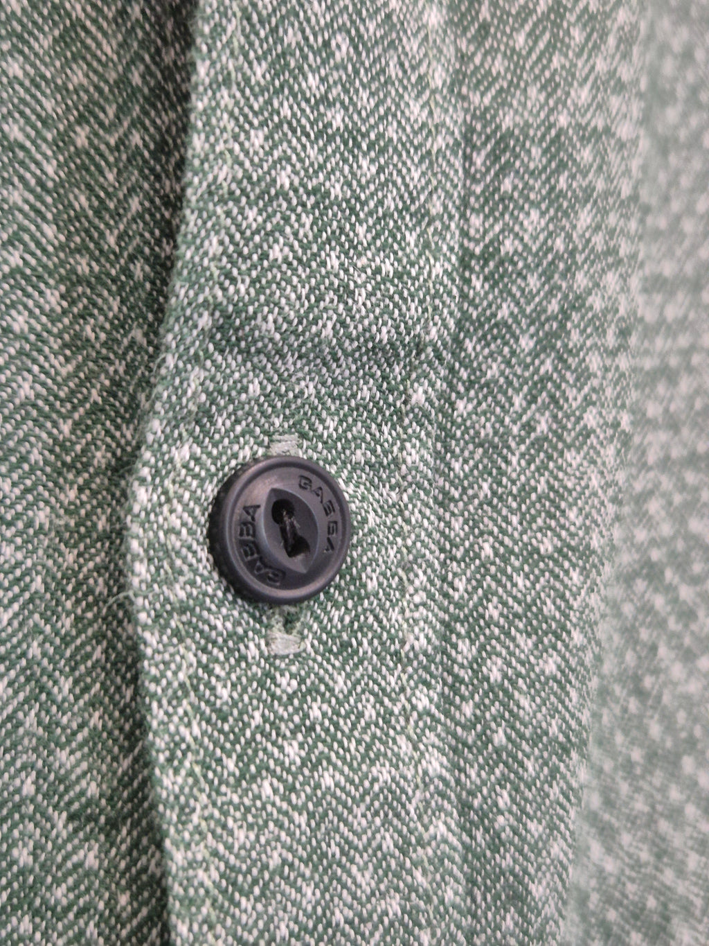Gabba Herringbone Shirt Green XL Alpaca Wool Blend Good Condition