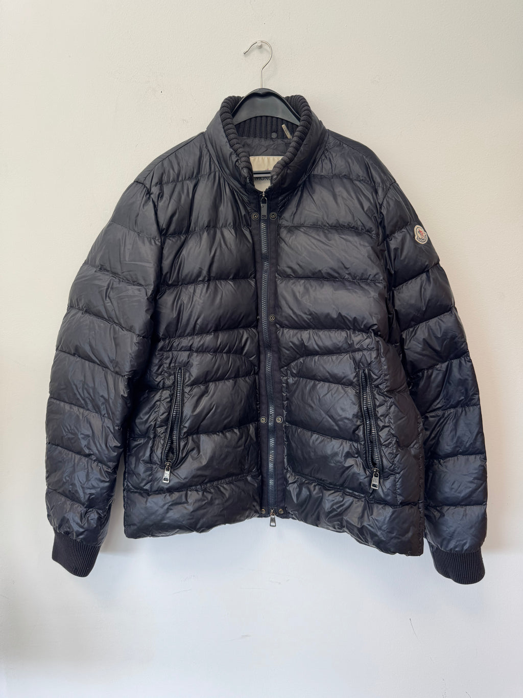 Moncler Maya Herren Daunenjacke Gr. 5 (L/XL) Schwarz – Sehr gut, Puffer, Strickkragen