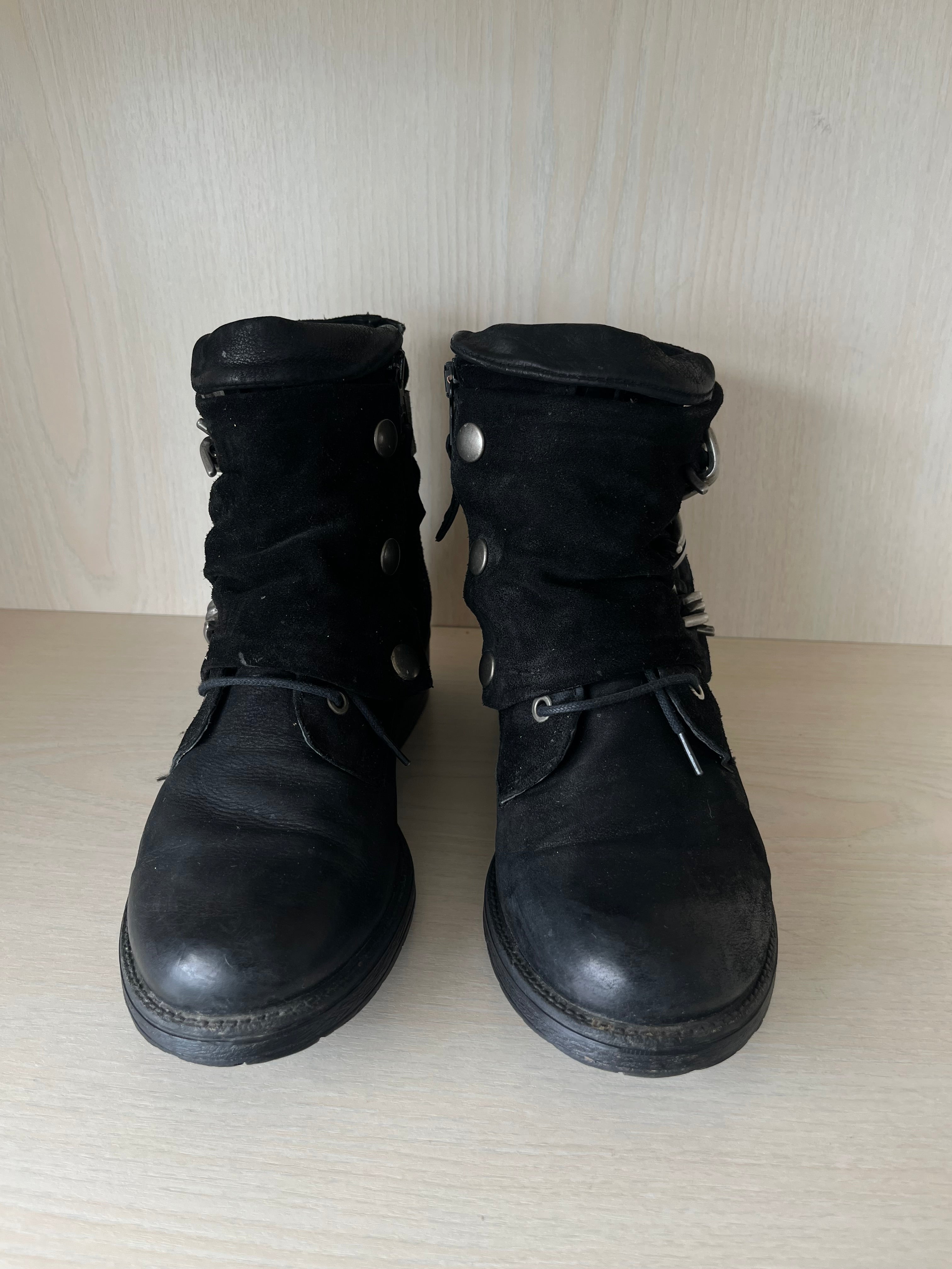 Martina Buraro Ankle Moto Bootie – Leder, Schwarz, Gr. 39, Guter Zustand