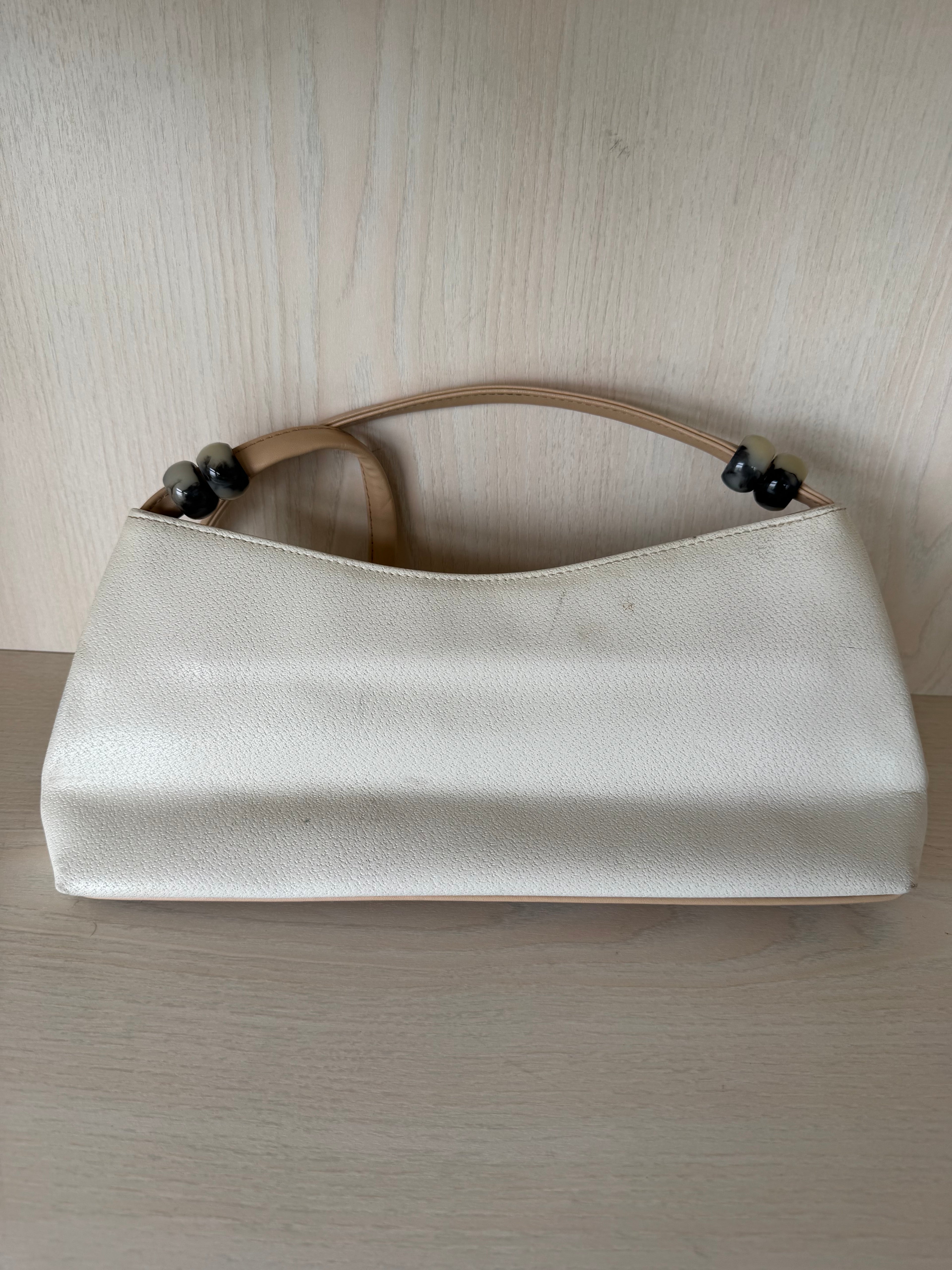 M.C Schultertasche – Synthetikleder, Elfenbein, Mittel, Gebraucht