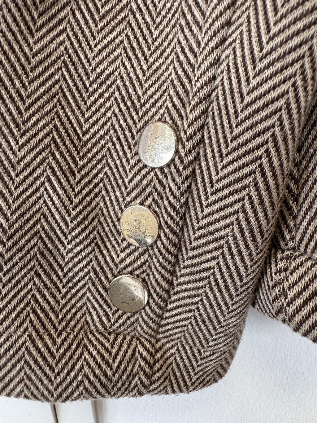 M&S Classic Brown Herringbone Tweed Jacket UK 16 – Very Good Condition