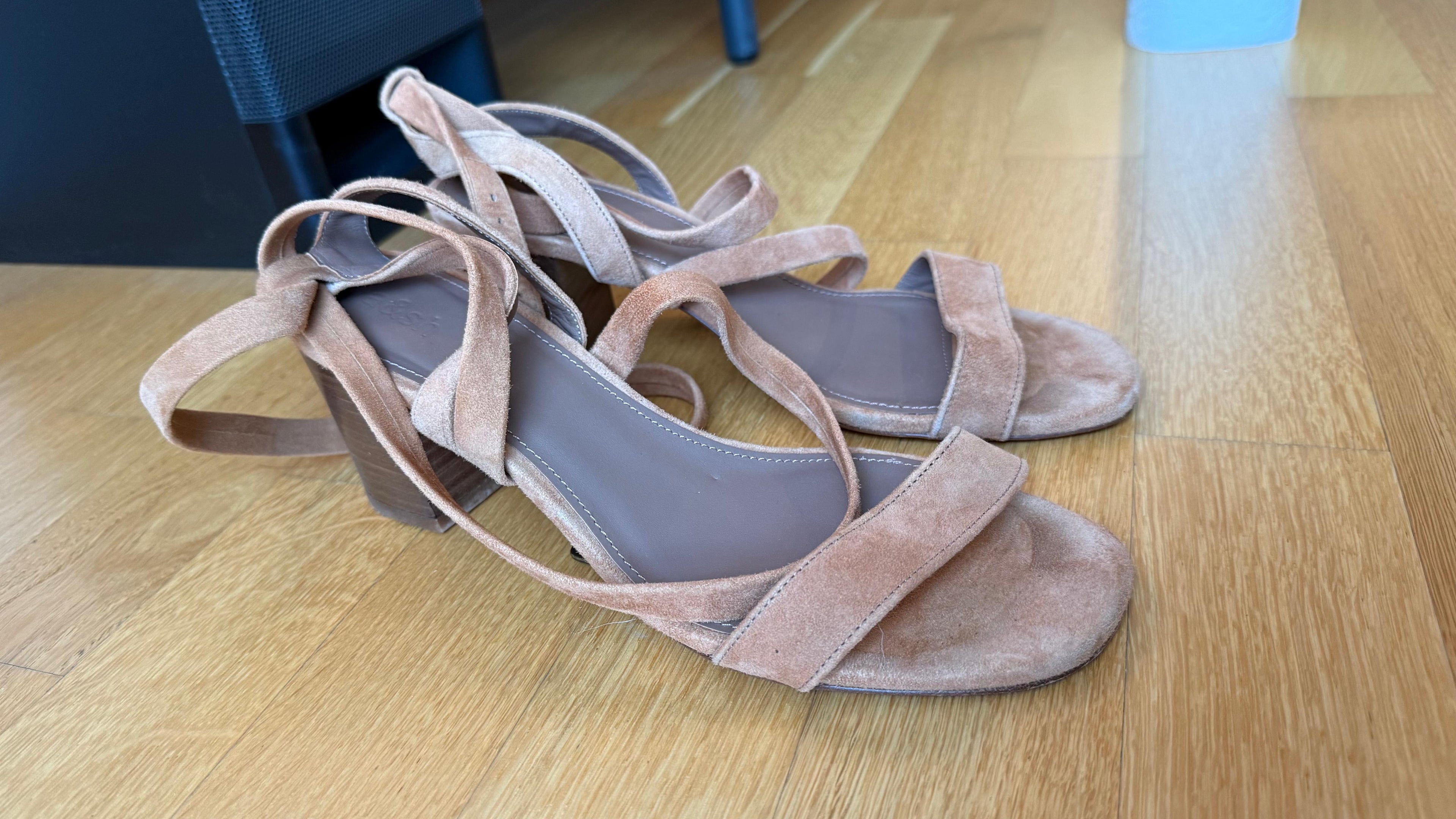 ba&sh Suede Block-Heel Sandals | EU 40 | Light Brown | Good Condition