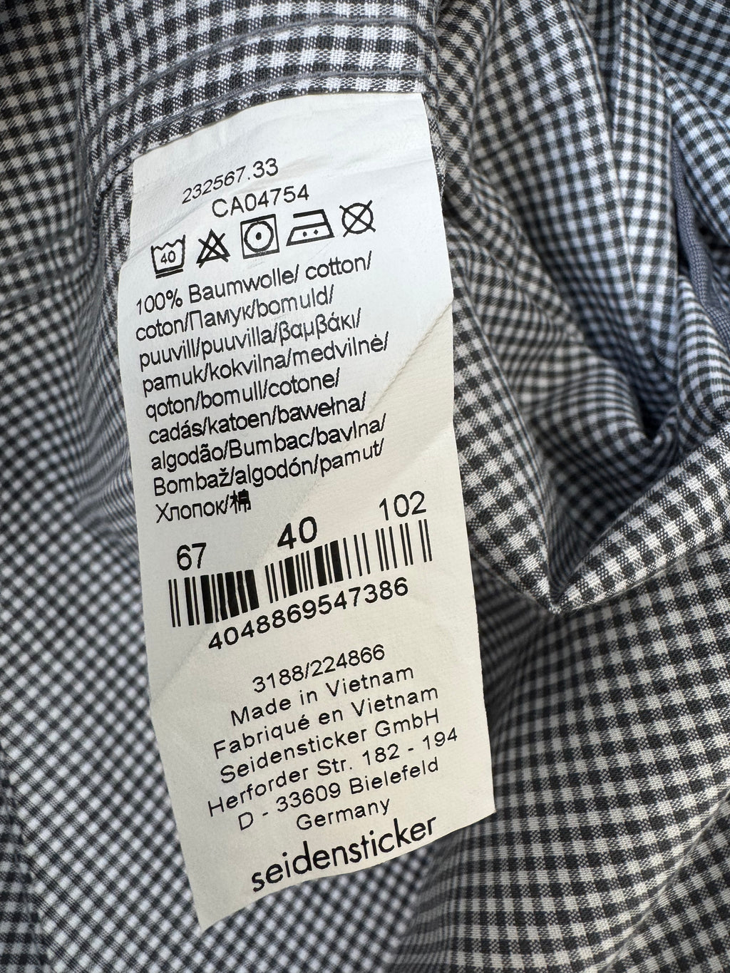 Seidensticker Tailored Herrenhemd – Grün-Weiß Karo, Gr. L, guter Zustand