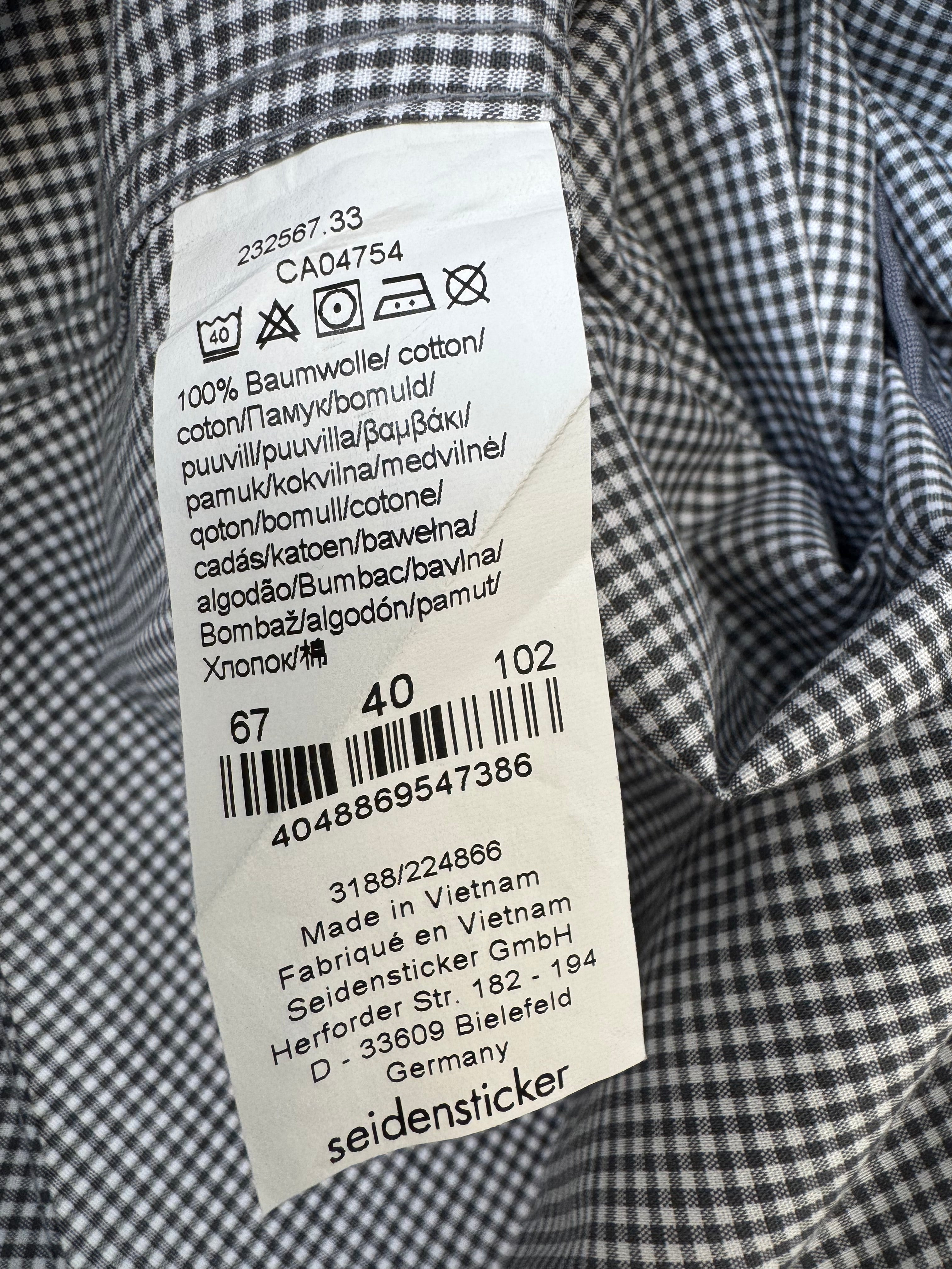 Seidensticker Tailored Herrenhemd – Grün-Weiß Karo, Gr. L, guter Zustand