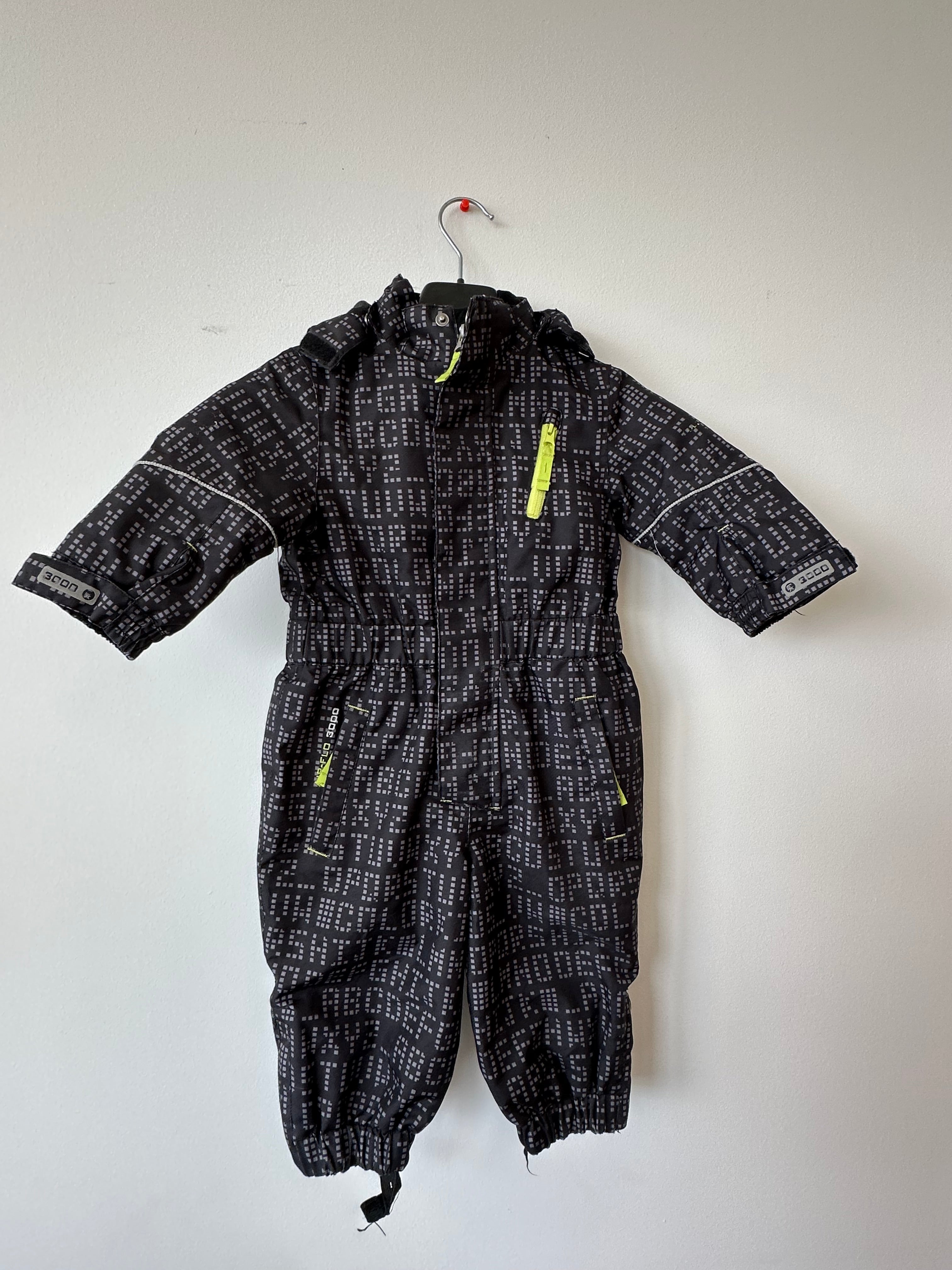 Color Kids Schneeanzug – 86/92, Schwarz/Grau mit Neon, Guter Zustand