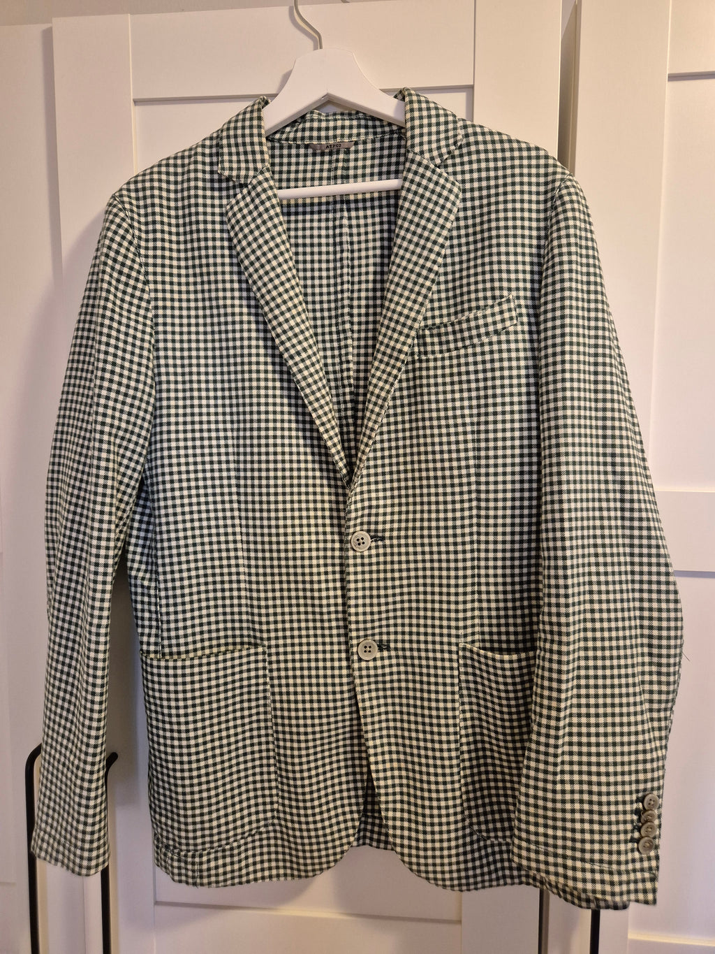 AT.P.CO Men’s Gingham Blazer Green/White EU 50 (L) Cotton-Blend Used