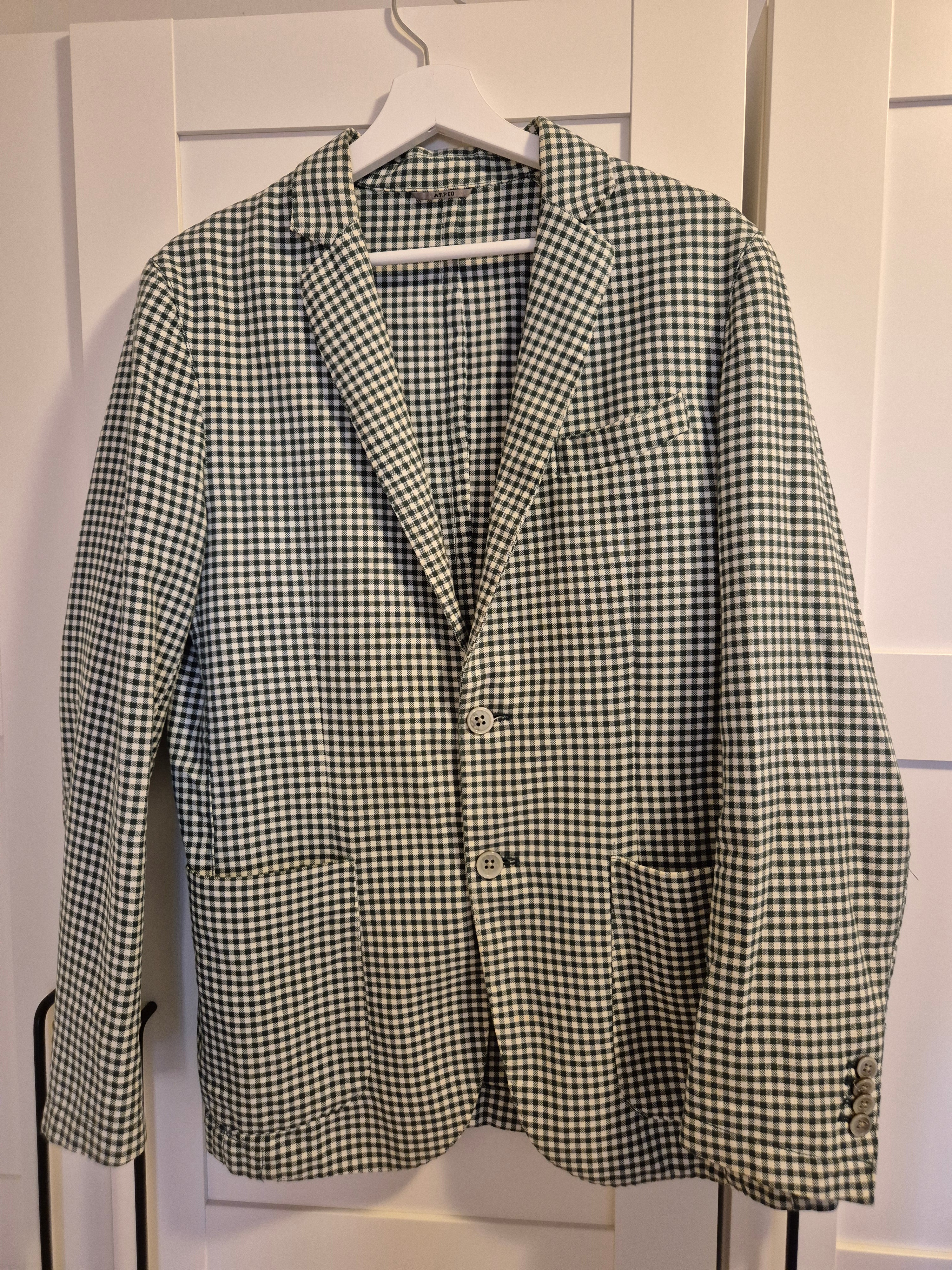 AT.P.CO Men’s Gingham Blazer Green/White EU 50 (L) Cotton-Blend Used