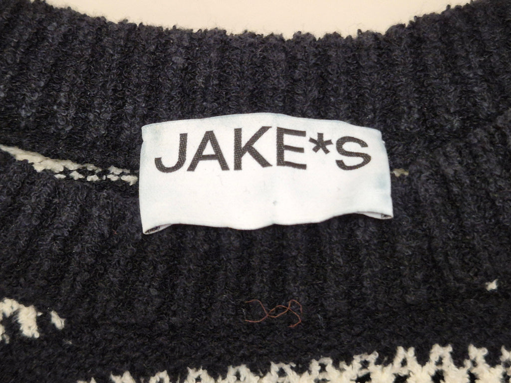Jake's Striped Knit Pullover S Schwarz/Weiß 90% Baumwolle Zustand Gut