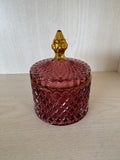 Indiana Glass Diamond Point Bonbonniere – Amberina, guter Zustand