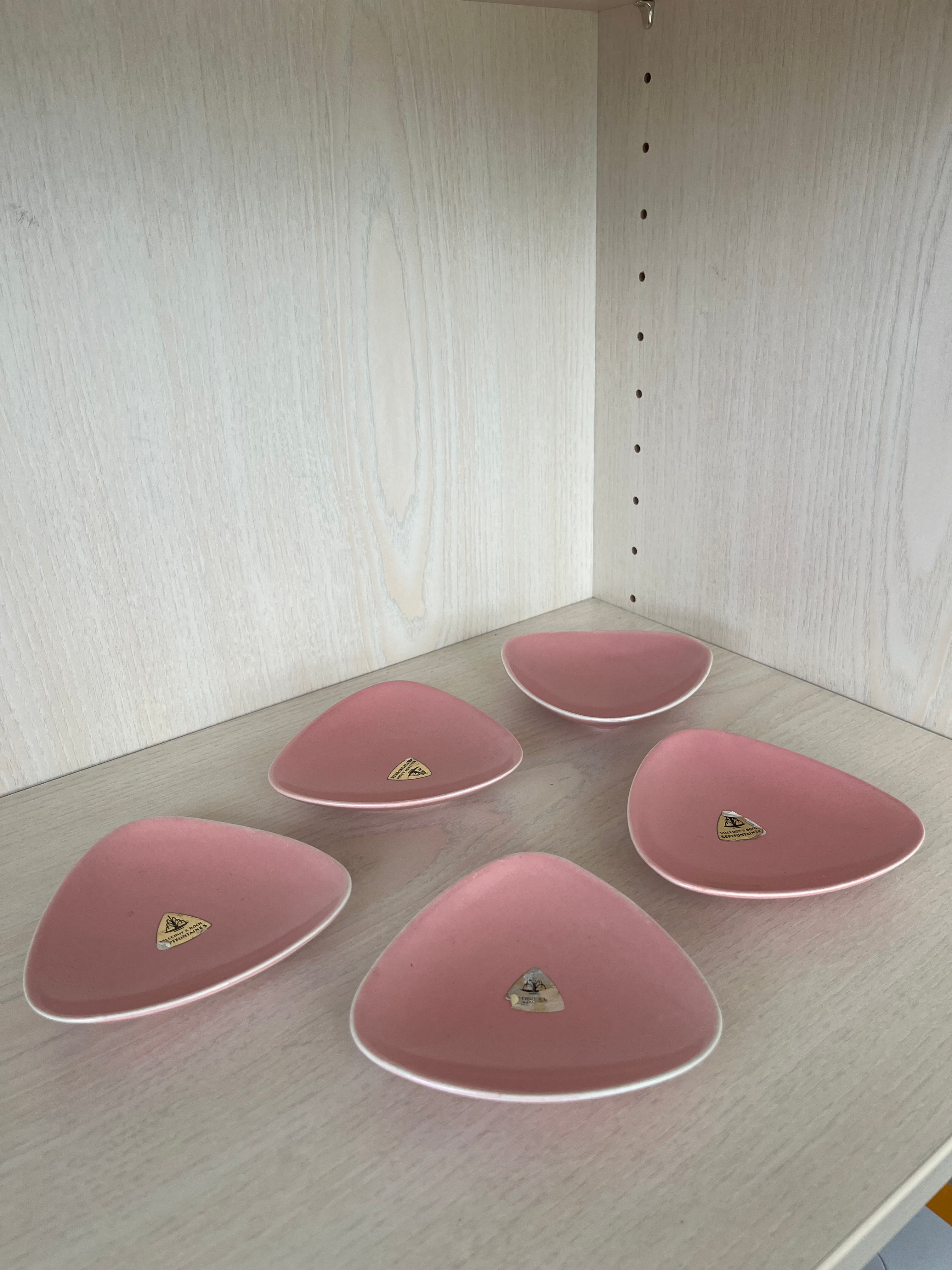 5x Villeroy & Boch Septfontaines Schalen Rosa 11cm | Gut | Dreieckig