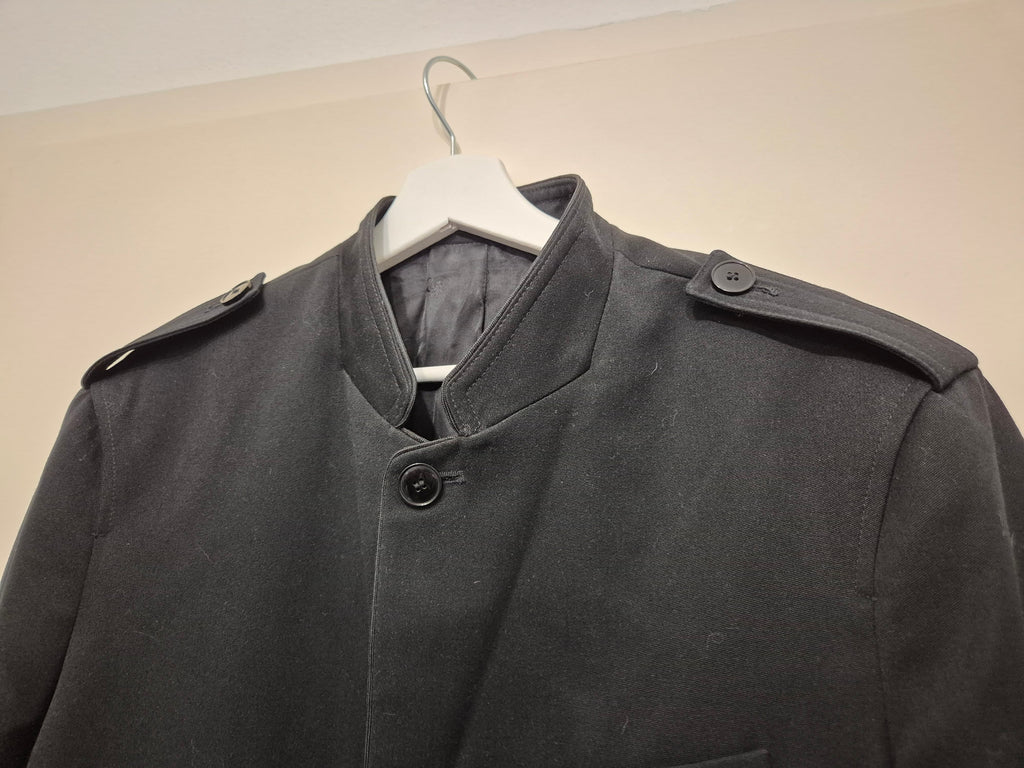 The Kooples Officer Mantel Gr. 52 Schwarz – Stehkragen, gebraucht