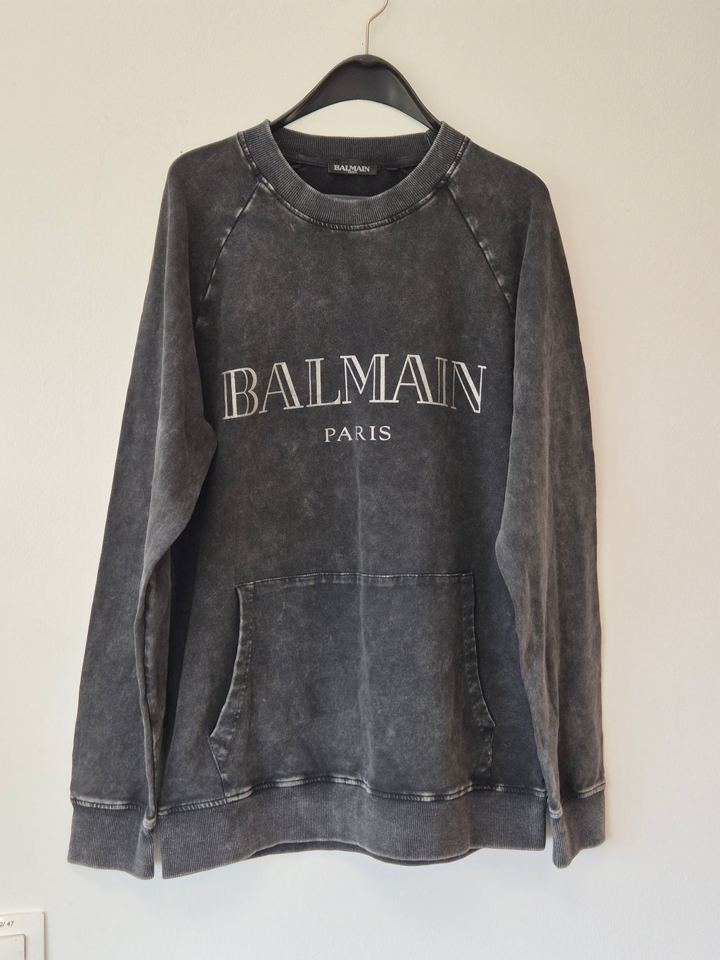 Balmain Paris Sweatshirt M | Dark Gray | Logo Print | Very Good