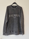 Balmain Paris Sweatshirt M | Dark Gray | Logo Print | Very Good
