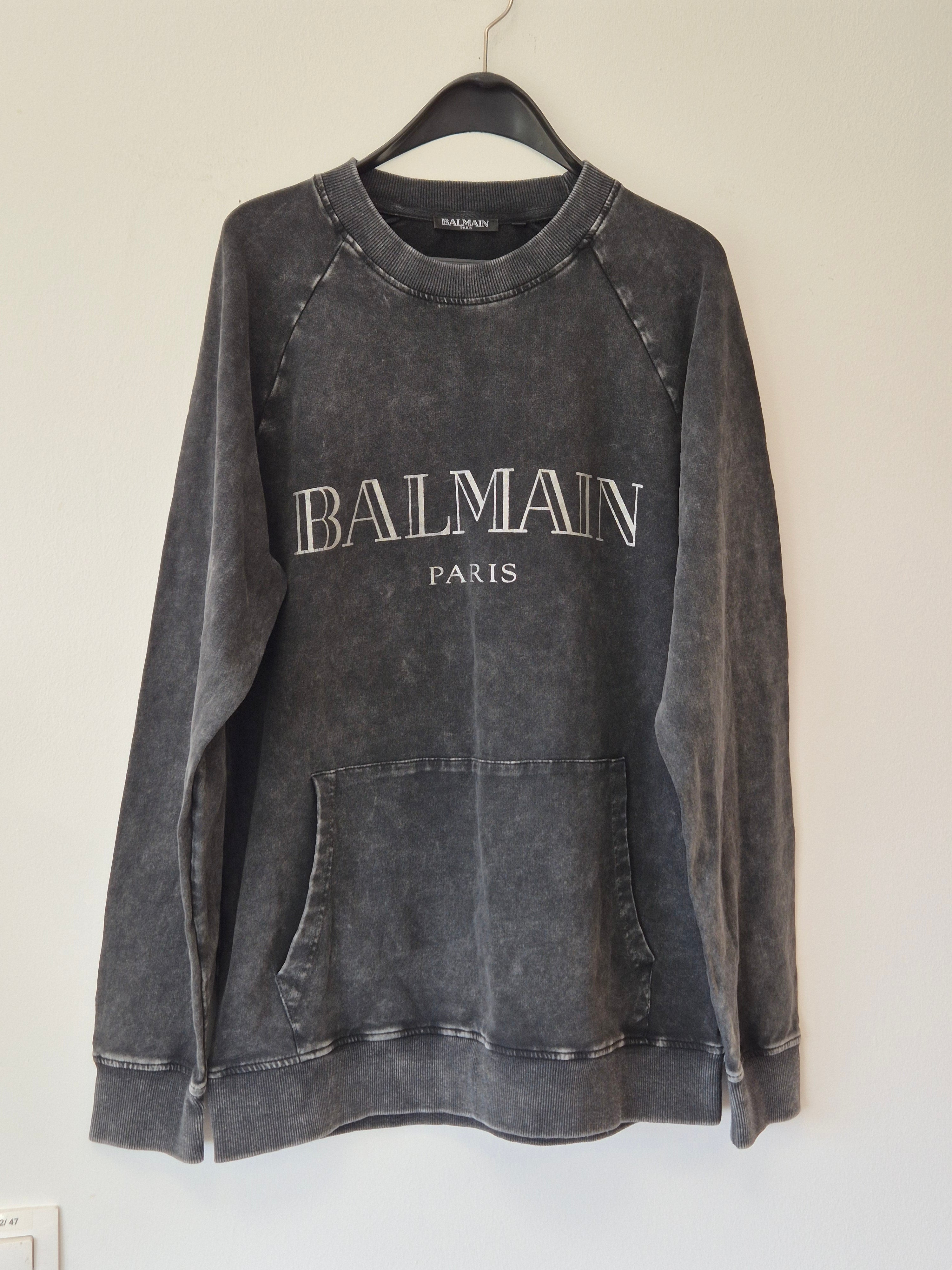 Balmain Paris Sweatshirt M | Dark Gray | Logo Print | Very Good