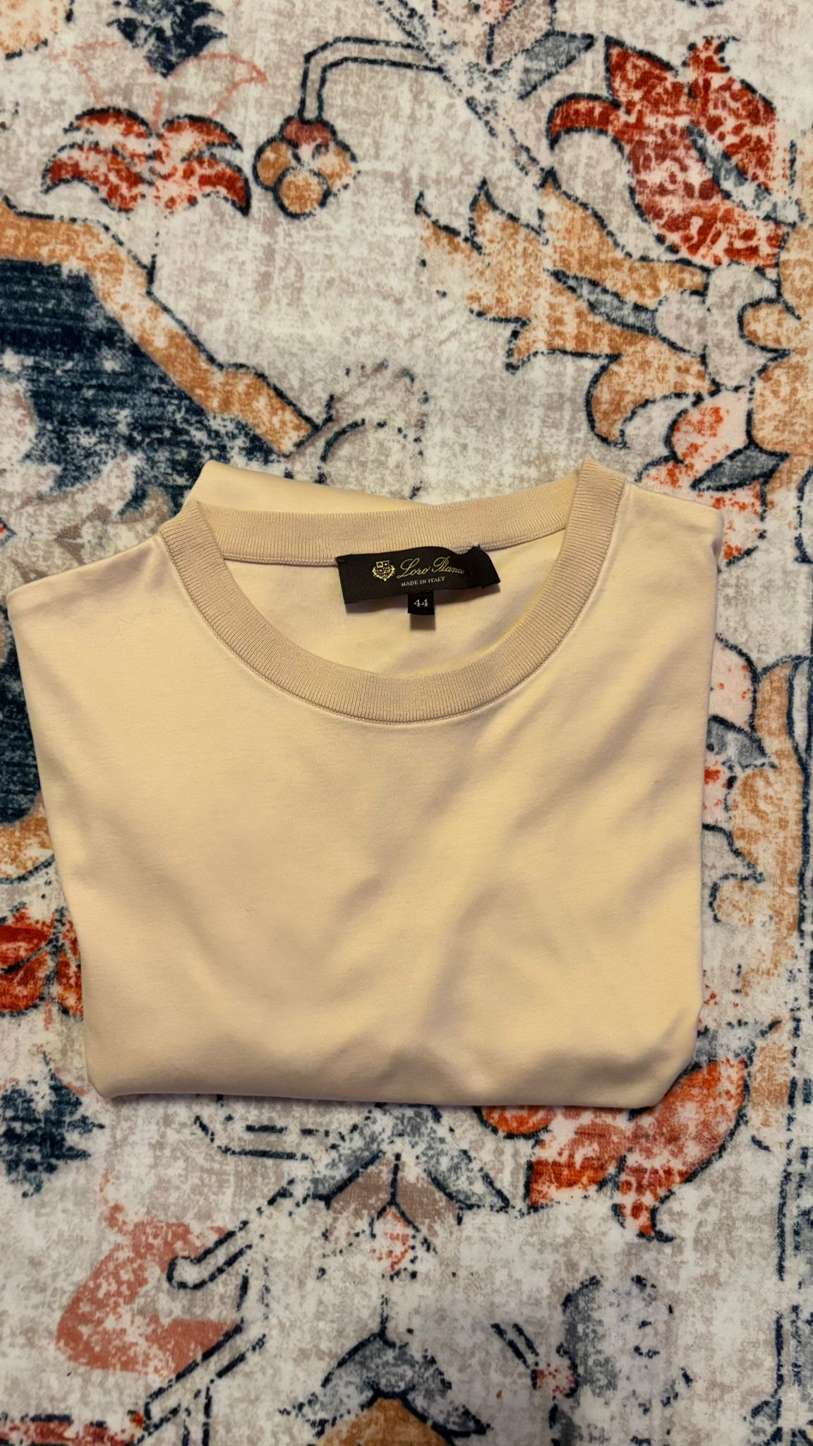 Loro Piana T-Shirt 100% Baumwolle IT 44 / EU S – Creme – Sehr Gut
