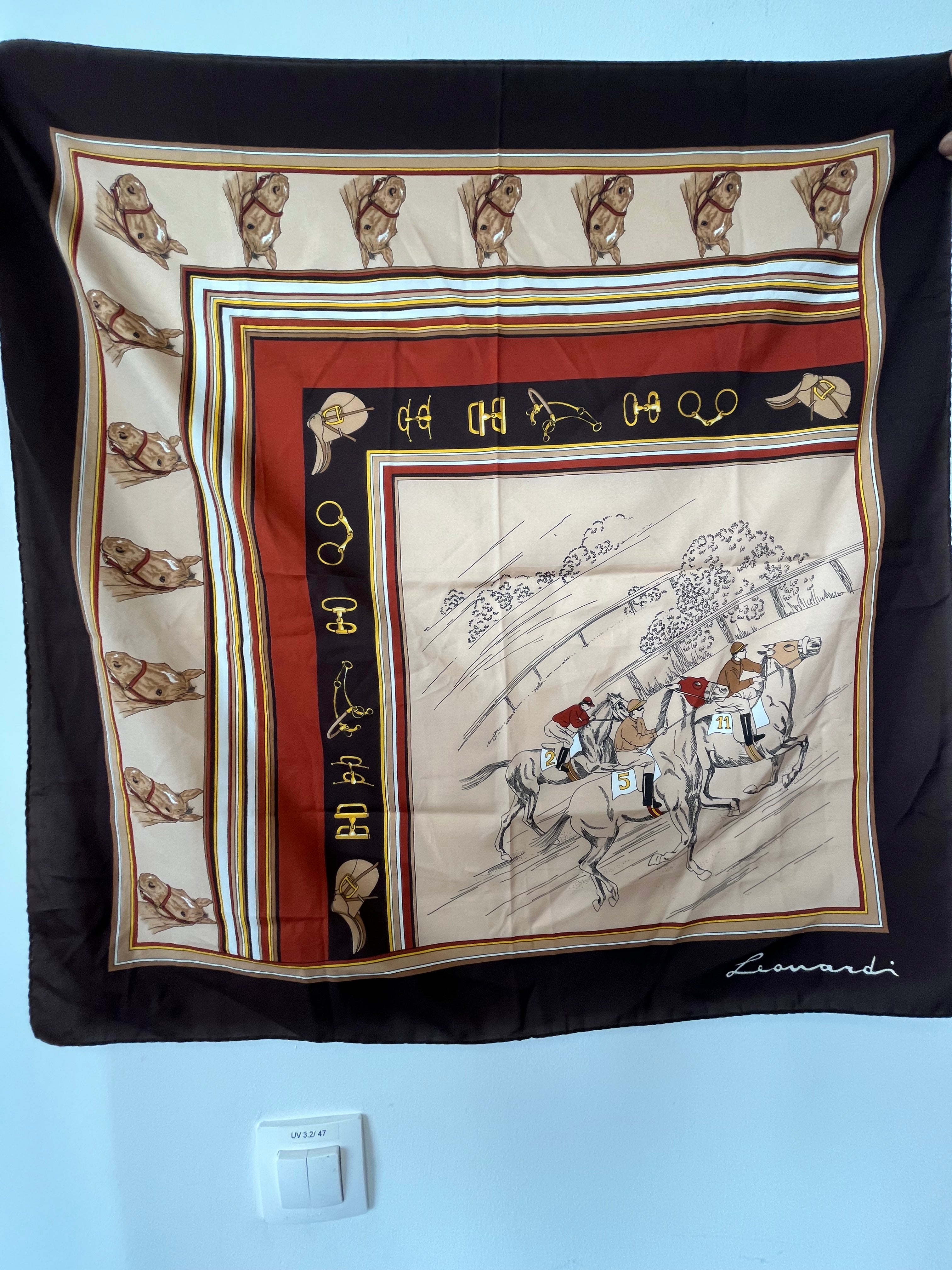 Leonardi Seidentuch 77x77cm – Equestrian Print, Multicolor, Sehr Gut