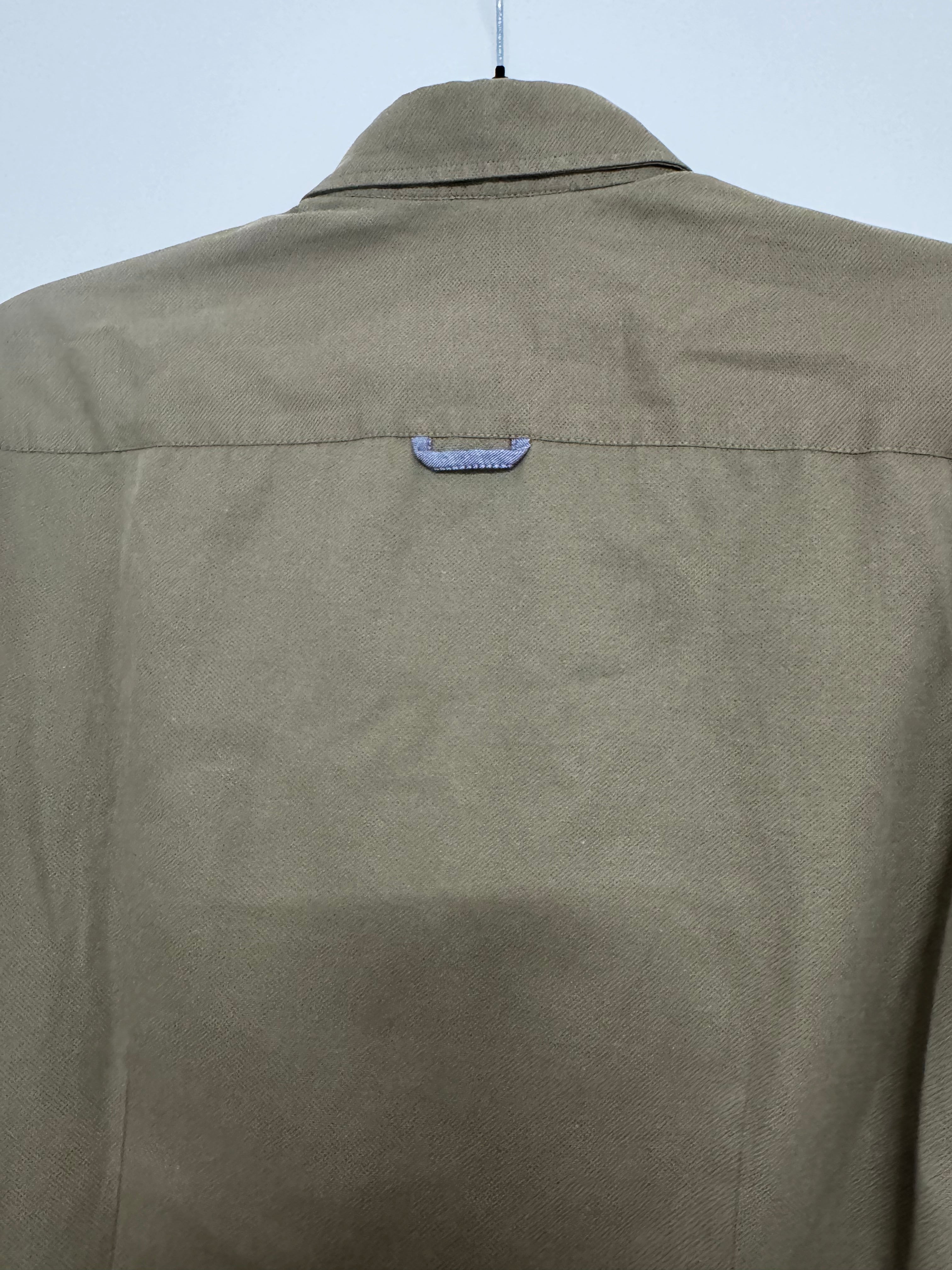 Beige Dash & Dot Slim-Fit Shirt, Size M, Cotton Blend, Normal Use