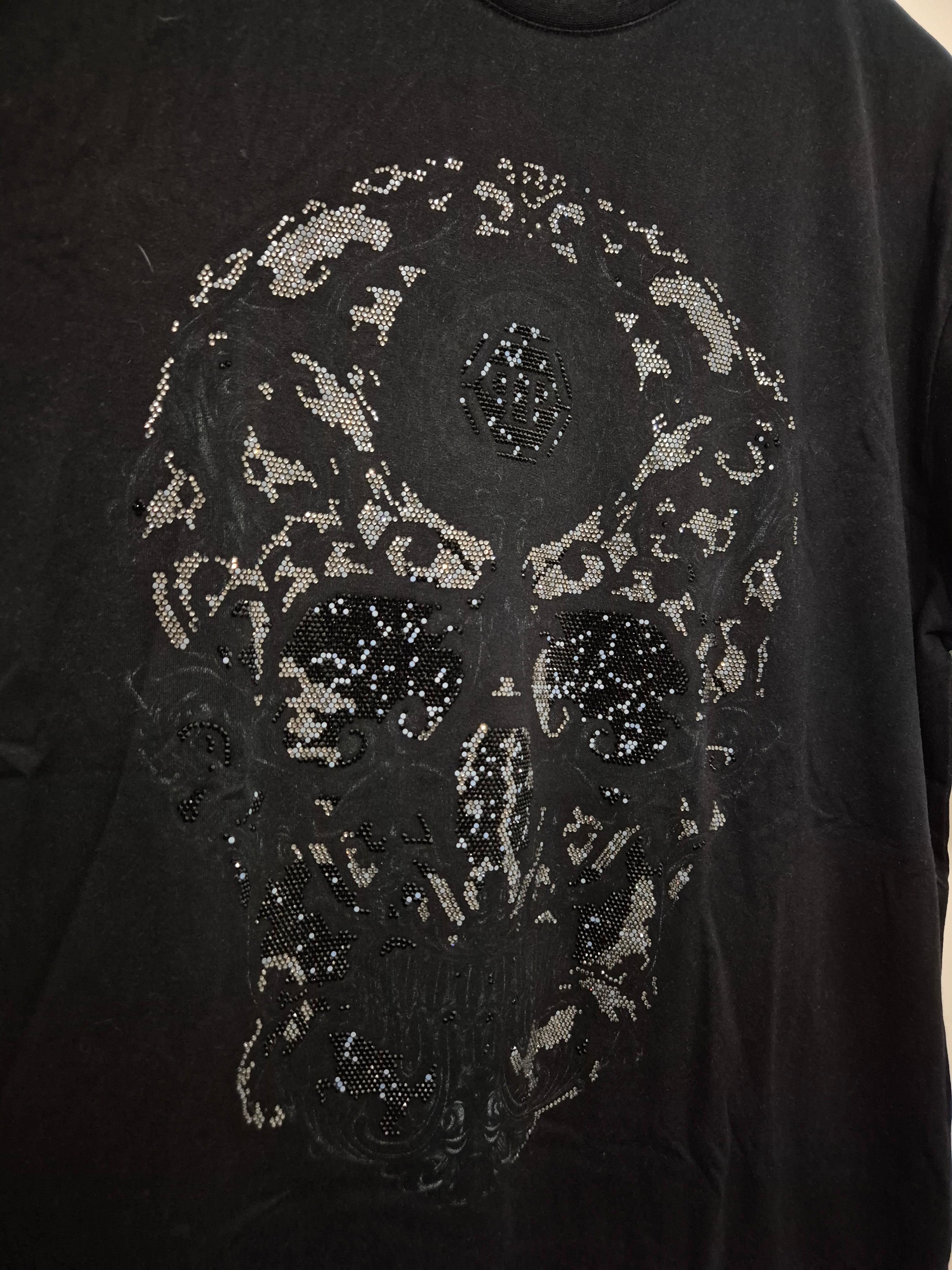 Philipp Plein Crystal Skull T-Shirt Schwarz Größe L, guter Zustand