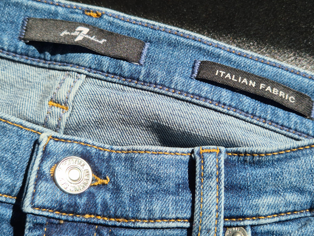 7 For All Mankind Skinny High-Waist Jeans, Gr. 29, Raw Hem, Denimblau, Gut