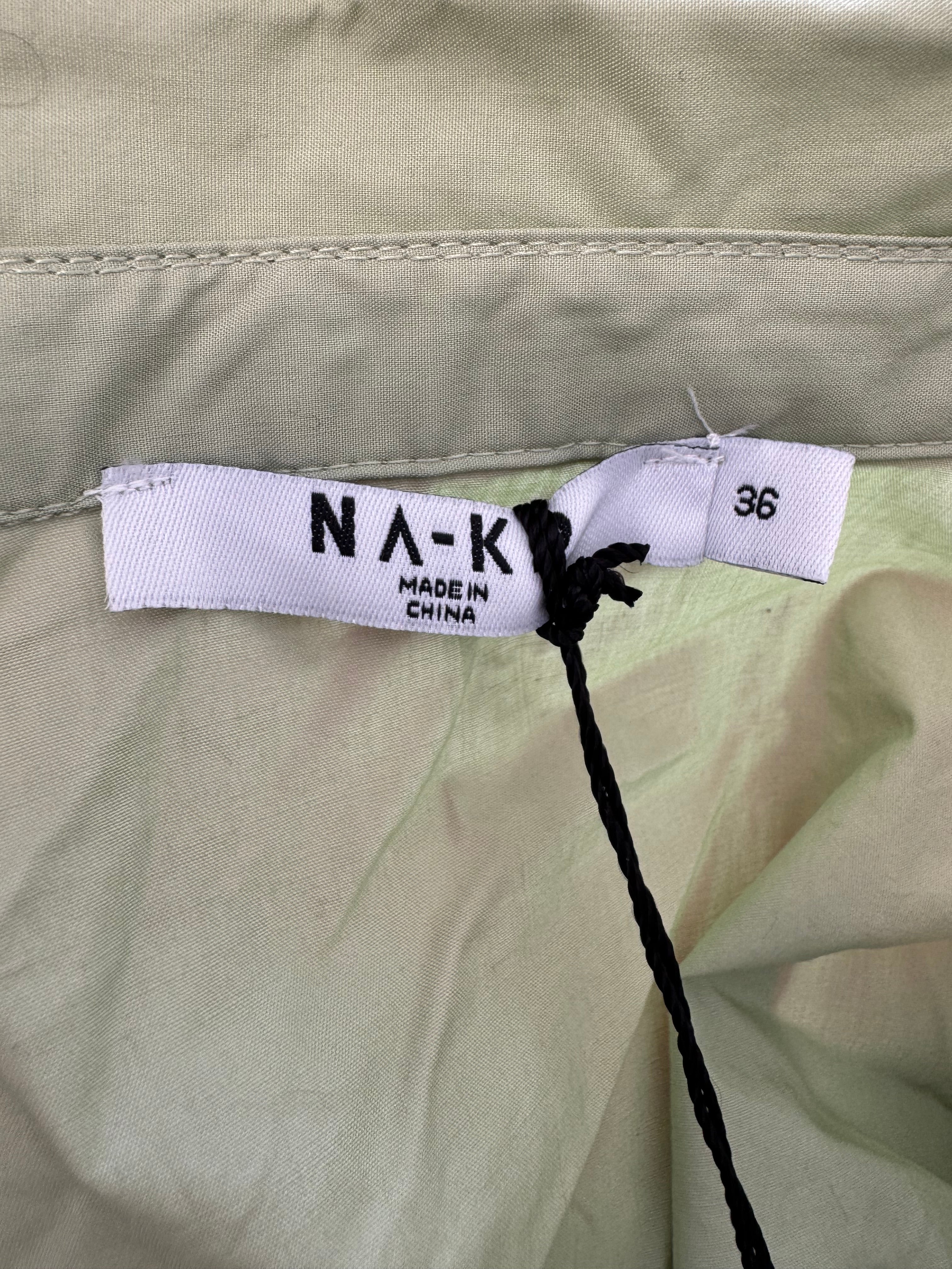NA-KD Puff Sleeve Hemdblusenkleid – Hellgrün, Größe 36, Baumwolle, Neu