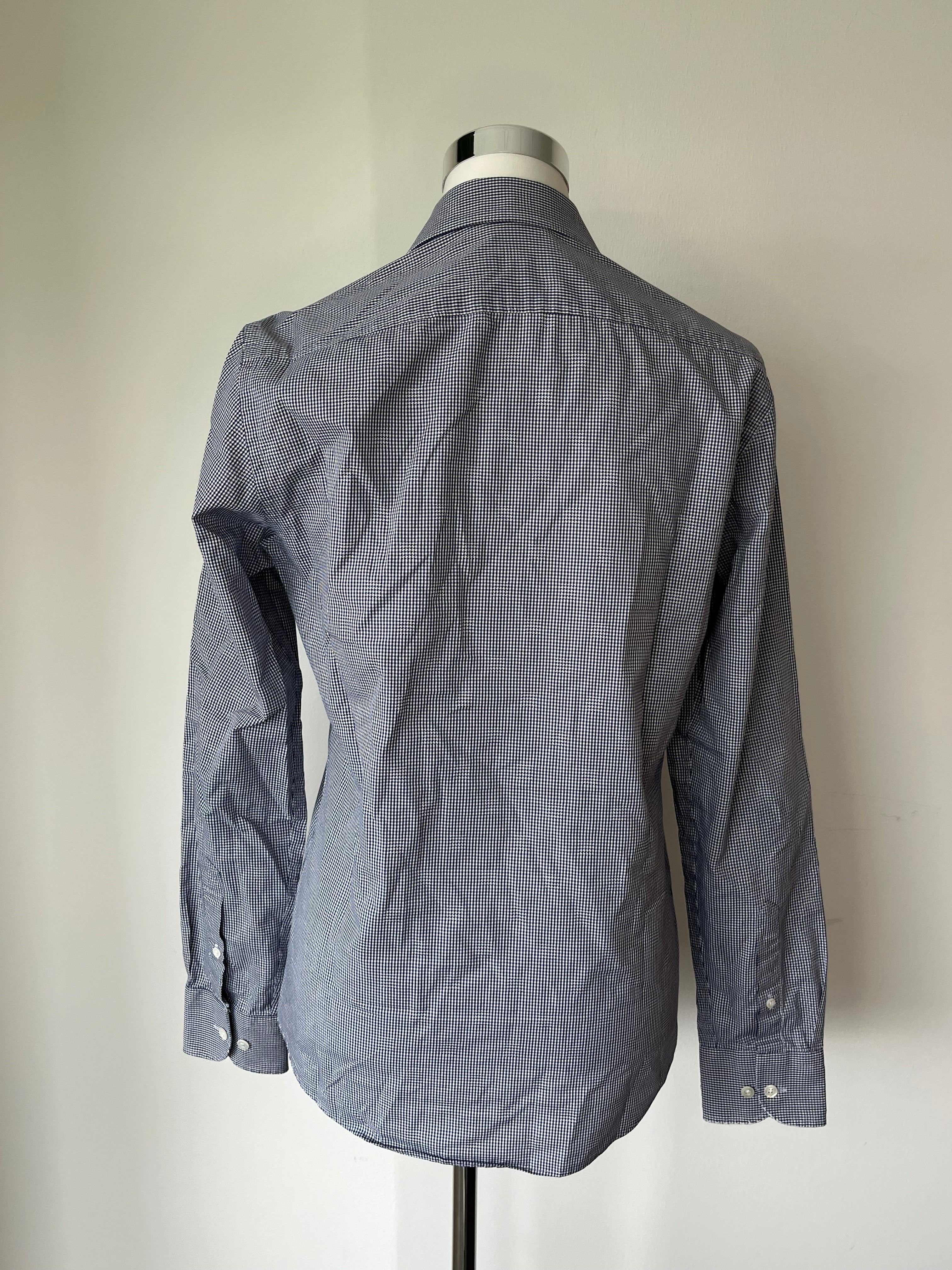 Sarar Men’s Shirt 37 Tessitura Monti Blue/White Check Very Good Condition