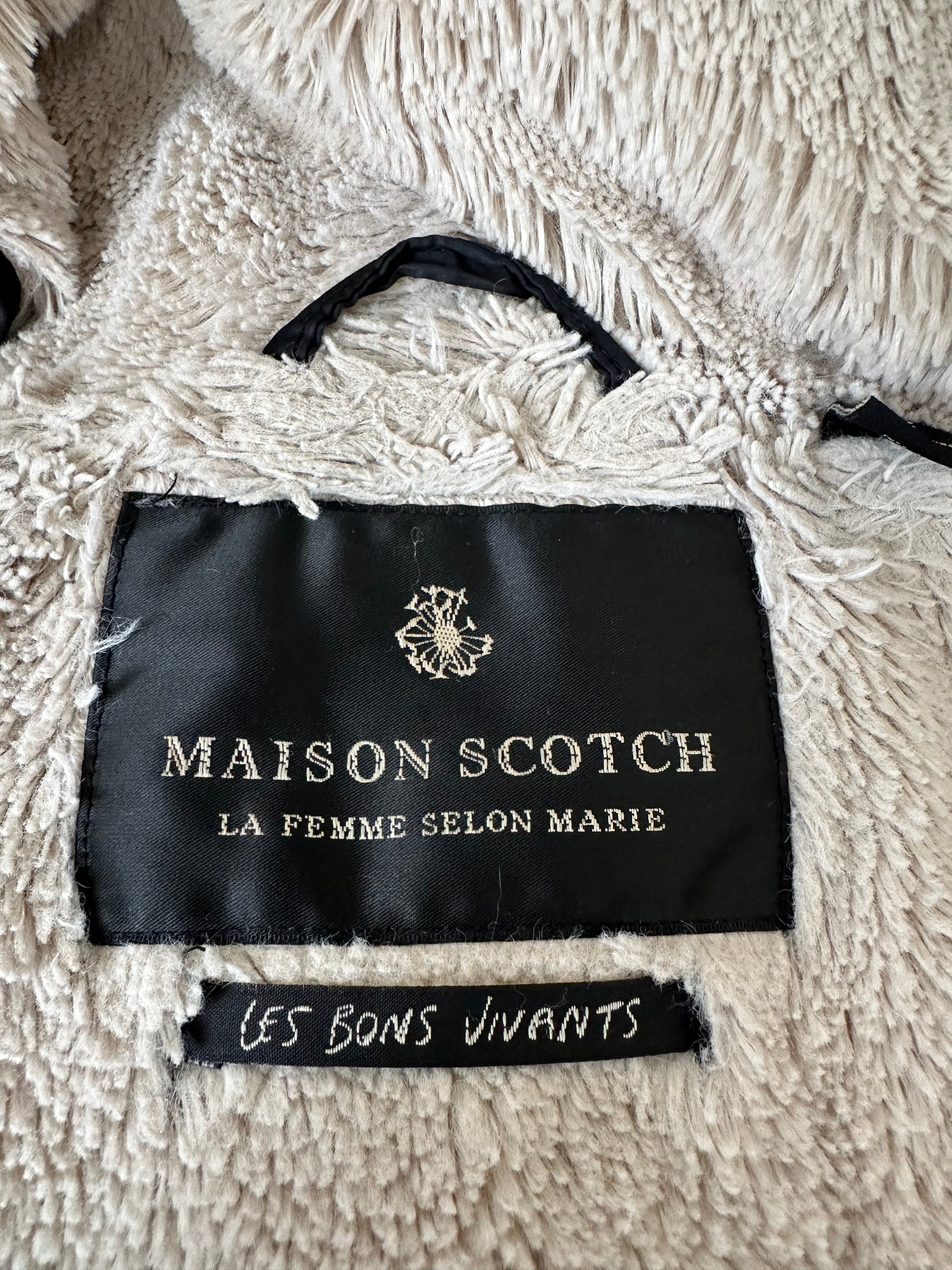 Maison Scotch Wolljacke mit Lederdetails – Schwarz, Gr. 38/M, guter Zustand