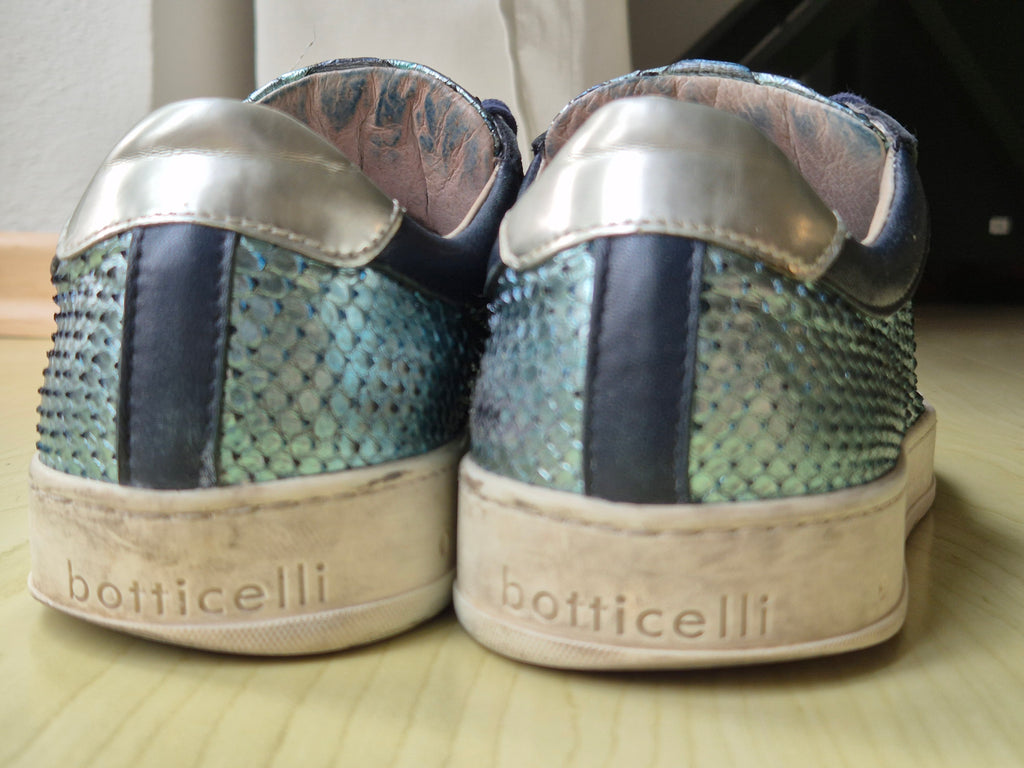 Roberto Botticelli Limited Python-Leder Sneakers Blau/Aqua Gr. 38, guter Zustand