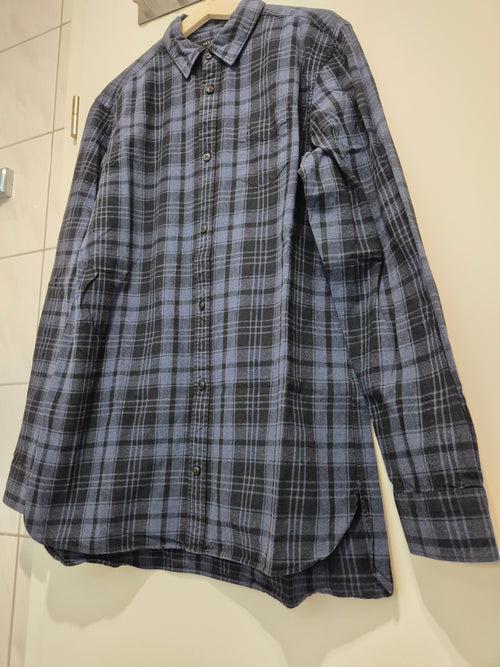 AllSaints Karo Flanellhemd Blau/Schwarz Gr. M | 100% Baumwolle | Sehr Gut