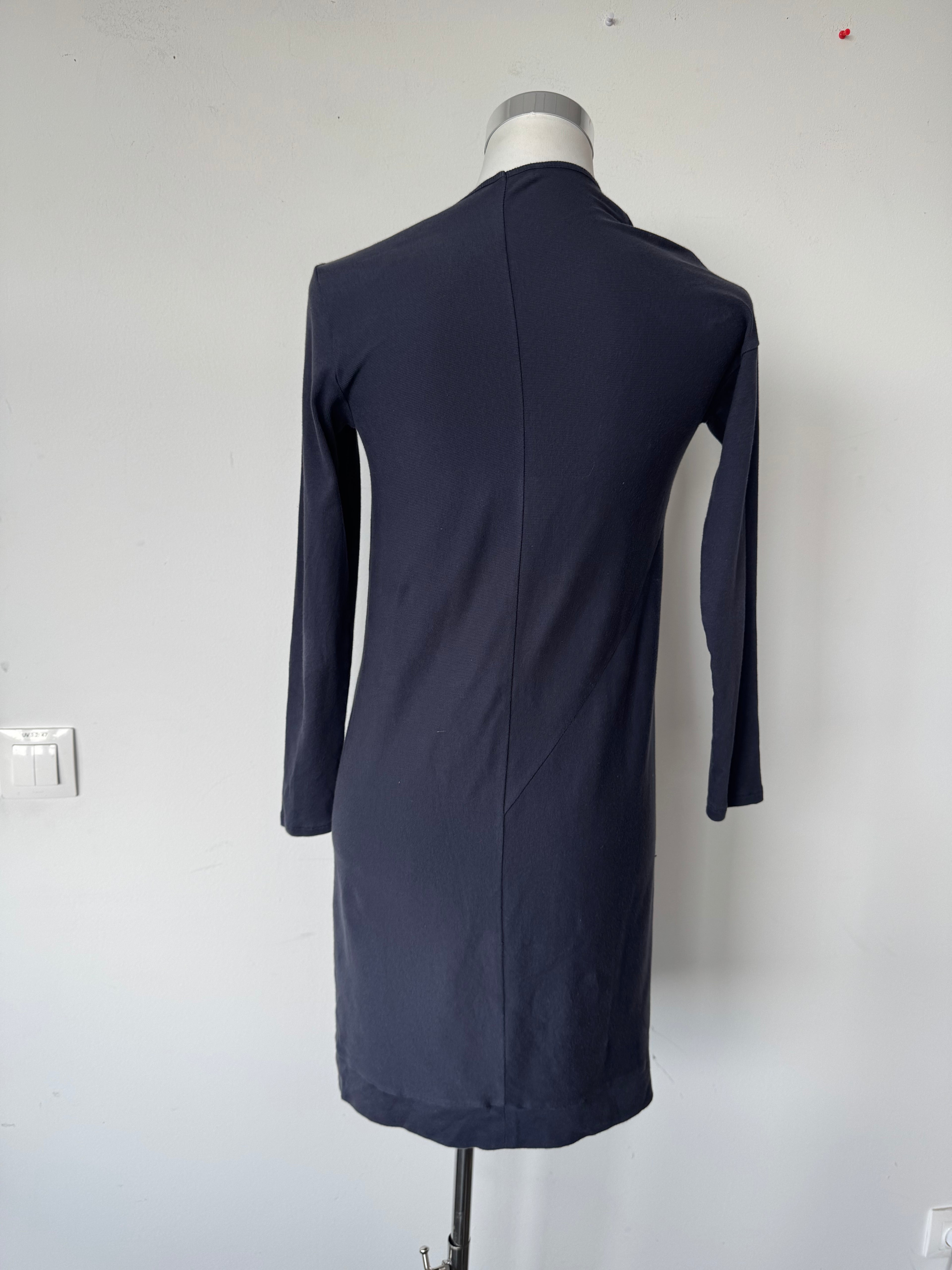 Brunello Cucinelli Cowl Neck Wollmix Kleid Navy M Sehr Gut