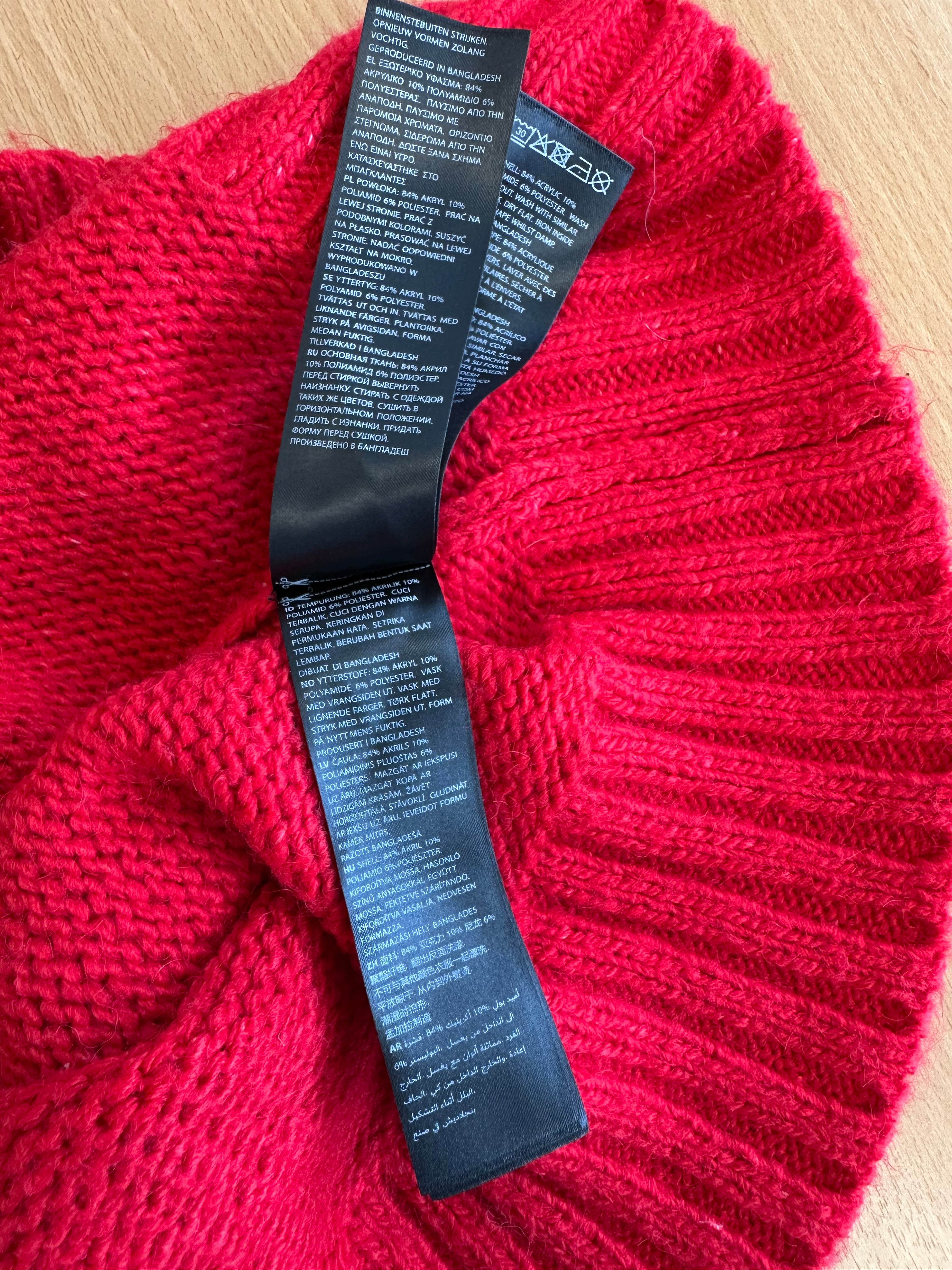 NA-KD Oversized Knit Sweater Red Large Very Good Condition