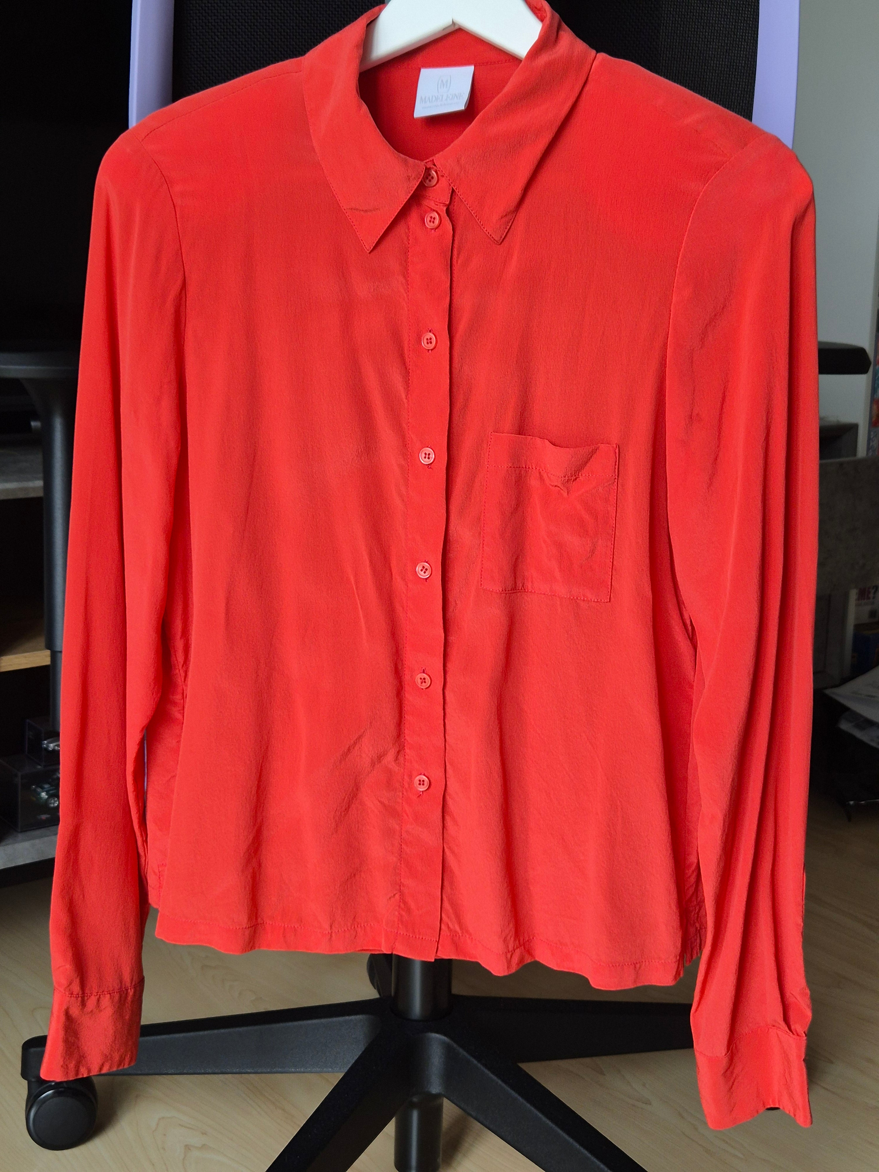 MADELEINE red silk blouse XS, long sleeves, very good condition