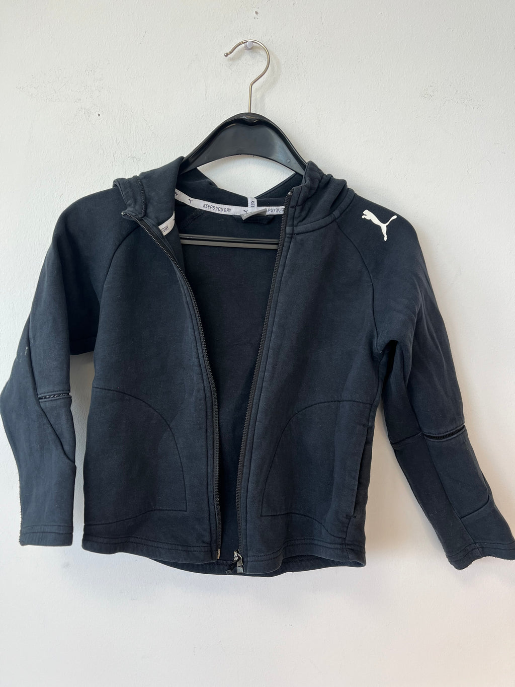 Puma Kinder Track Jacket XS (116) – Schwarz, guter Zustand