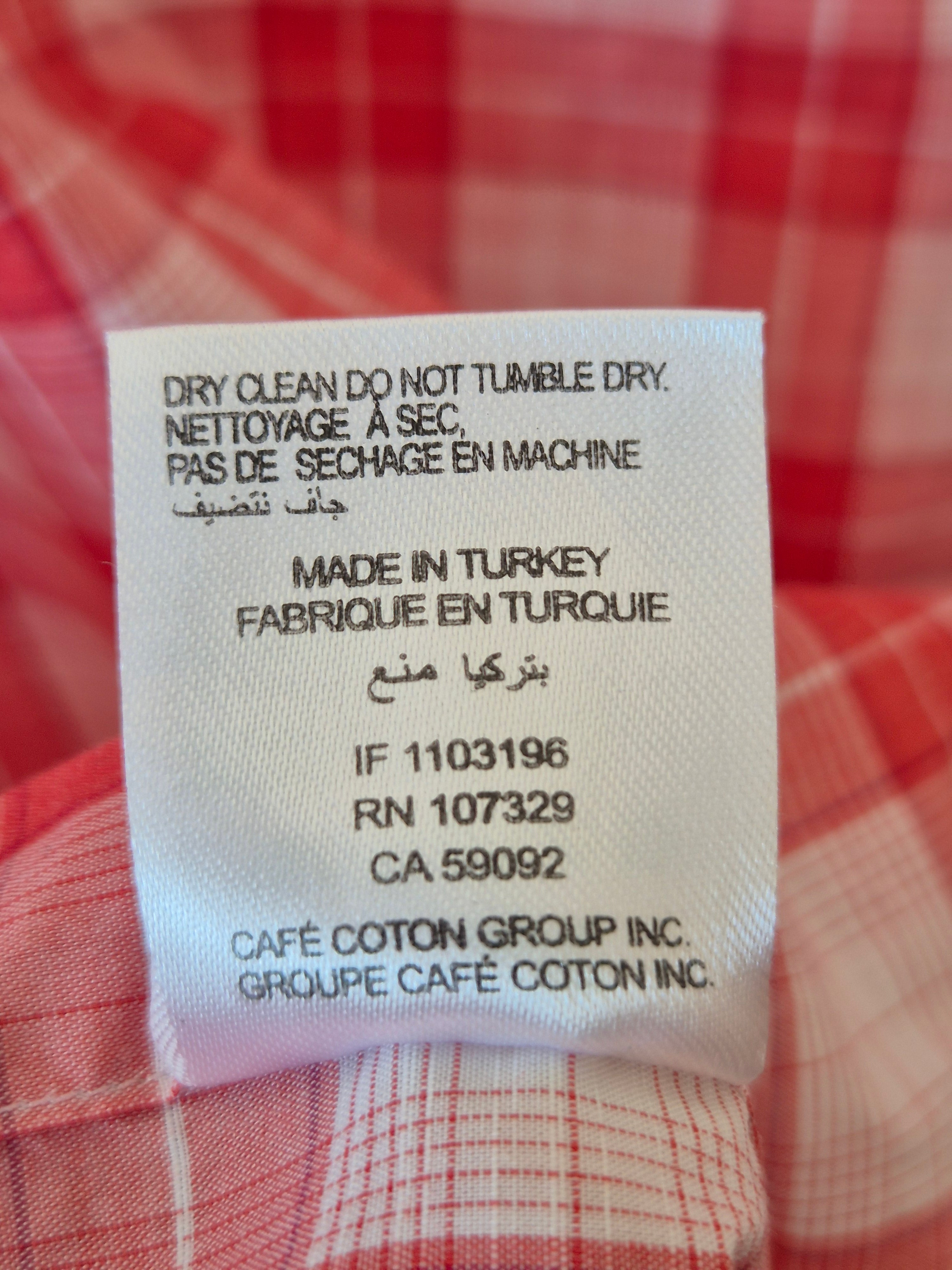 Café Coton Herrenhemd 40 M, rot-weiß kariert, 100% Baumwolle, sehr gut