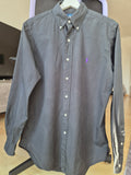Ralph Lauren Classic Fit Shirt S Black Purple Logo 100% Cotton Good Condition