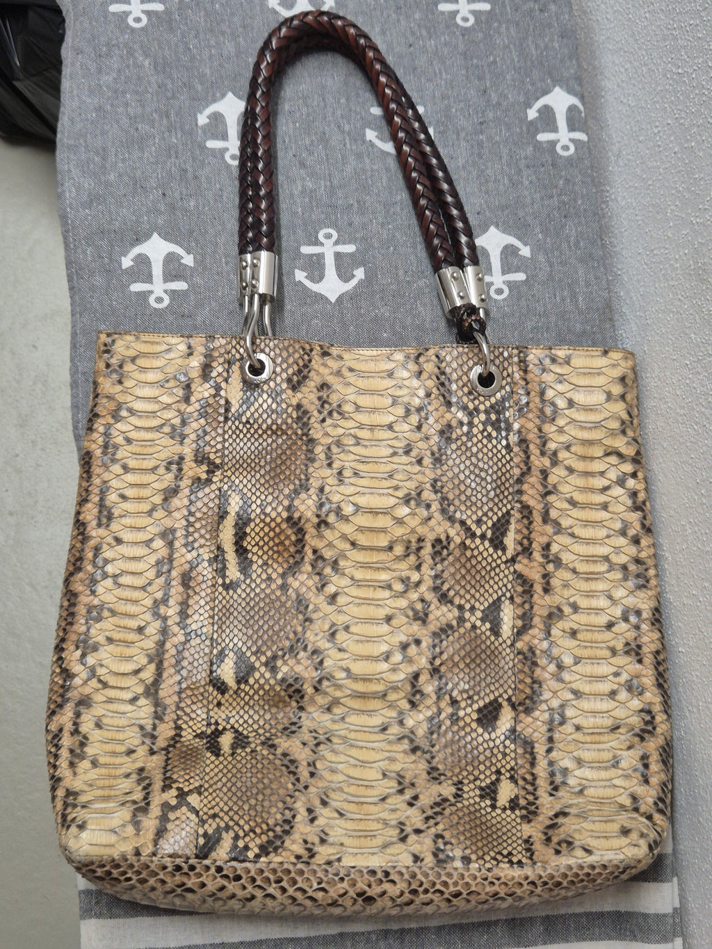 Michael Kors Bancroft Genuine Snakeskin Medium Tote Bag Very Good Condition
