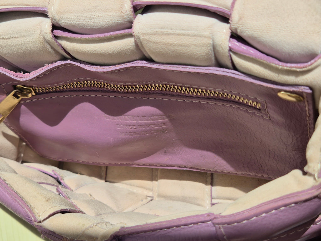 Borse in Pelle Cassette Crossbody Bag, Leather, Lilac, Medium, Chain & Strap, Used