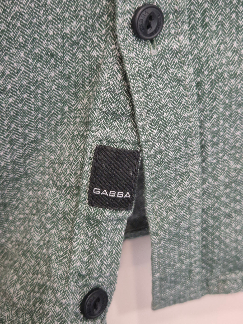Gabba Herringbone Shirt Green XL Alpaca Wool Blend Good Condition