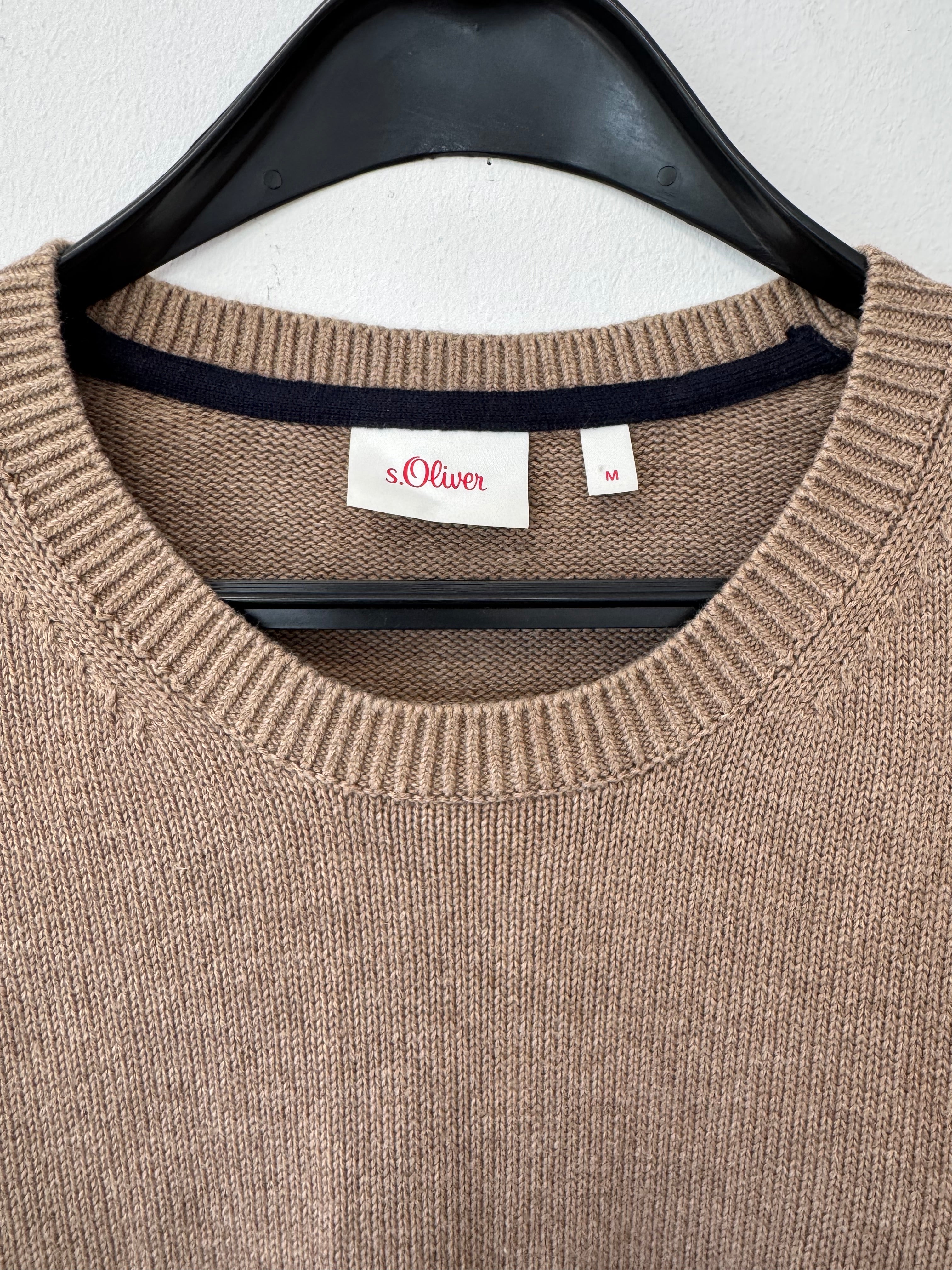 s.Oliver Crew-Neck Pullover Beige Size M – Very Good, 100% Cotton
