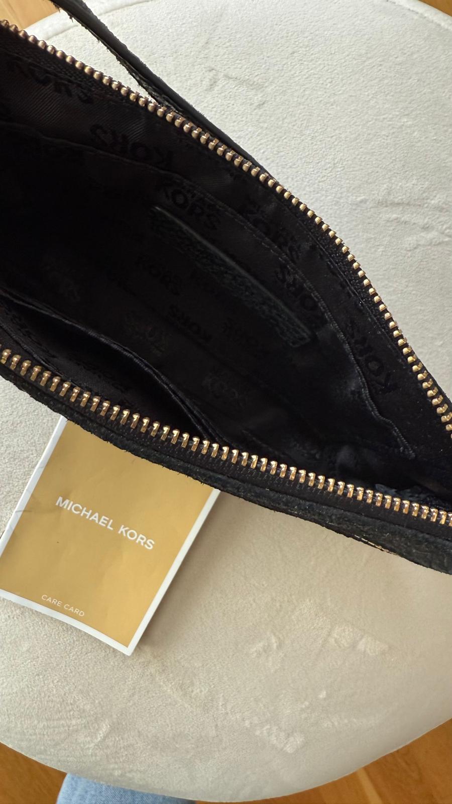 Michael Kors Python-Embossed Leather Wristlet Clutch | Black | Very Good