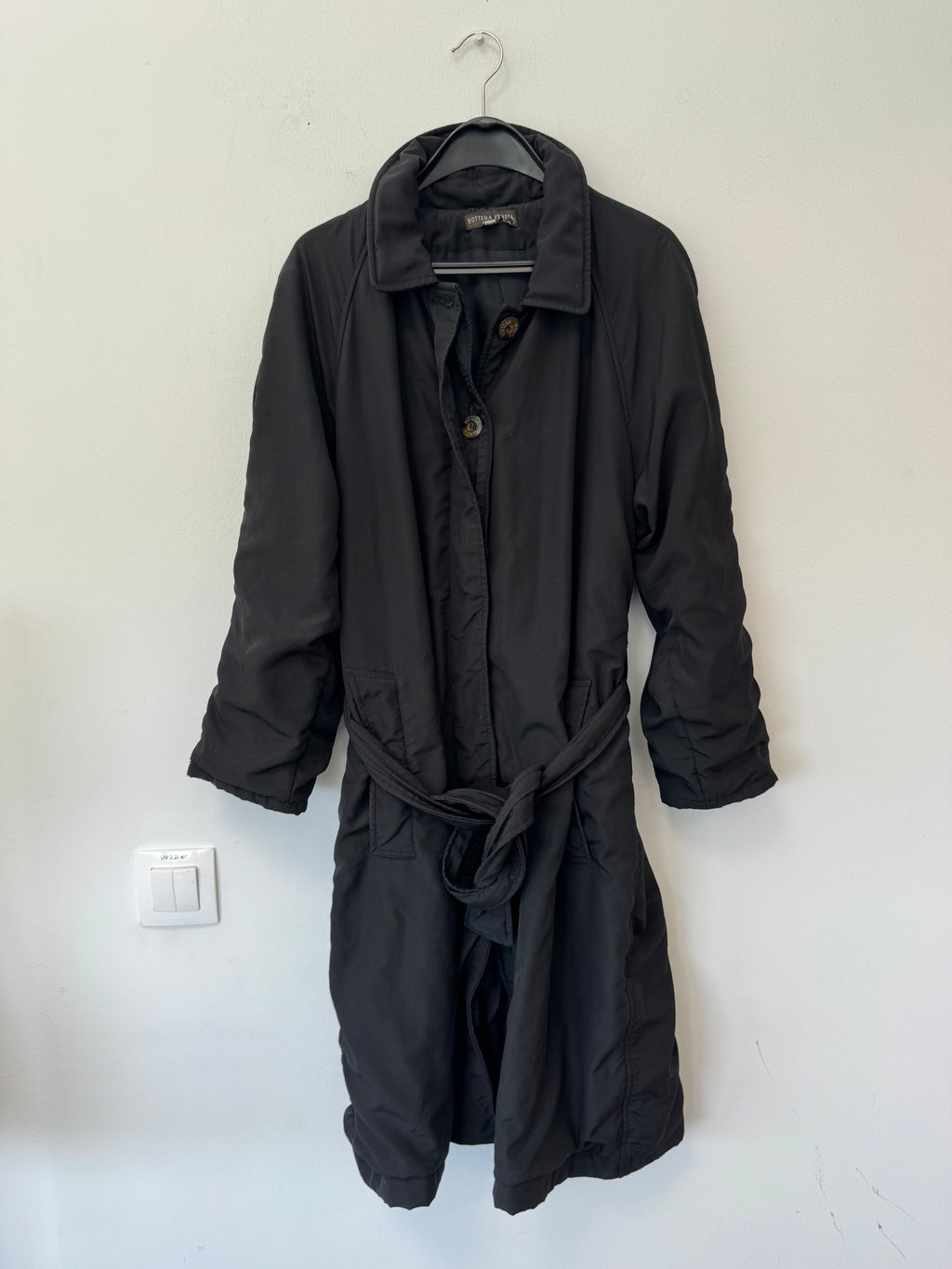 Bottega Veneta Trench Coat Black Small Cotton Blend Poor Condition