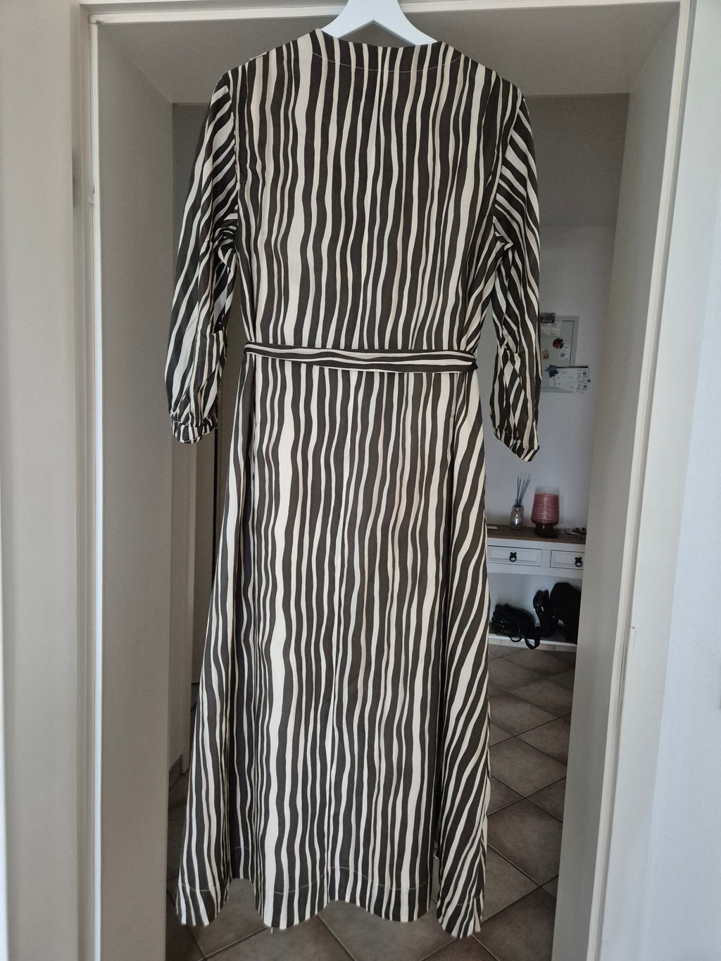 S MaxMara Zebra Print Shirt Dress, Brown/Beige, Size M, Good, with Belt