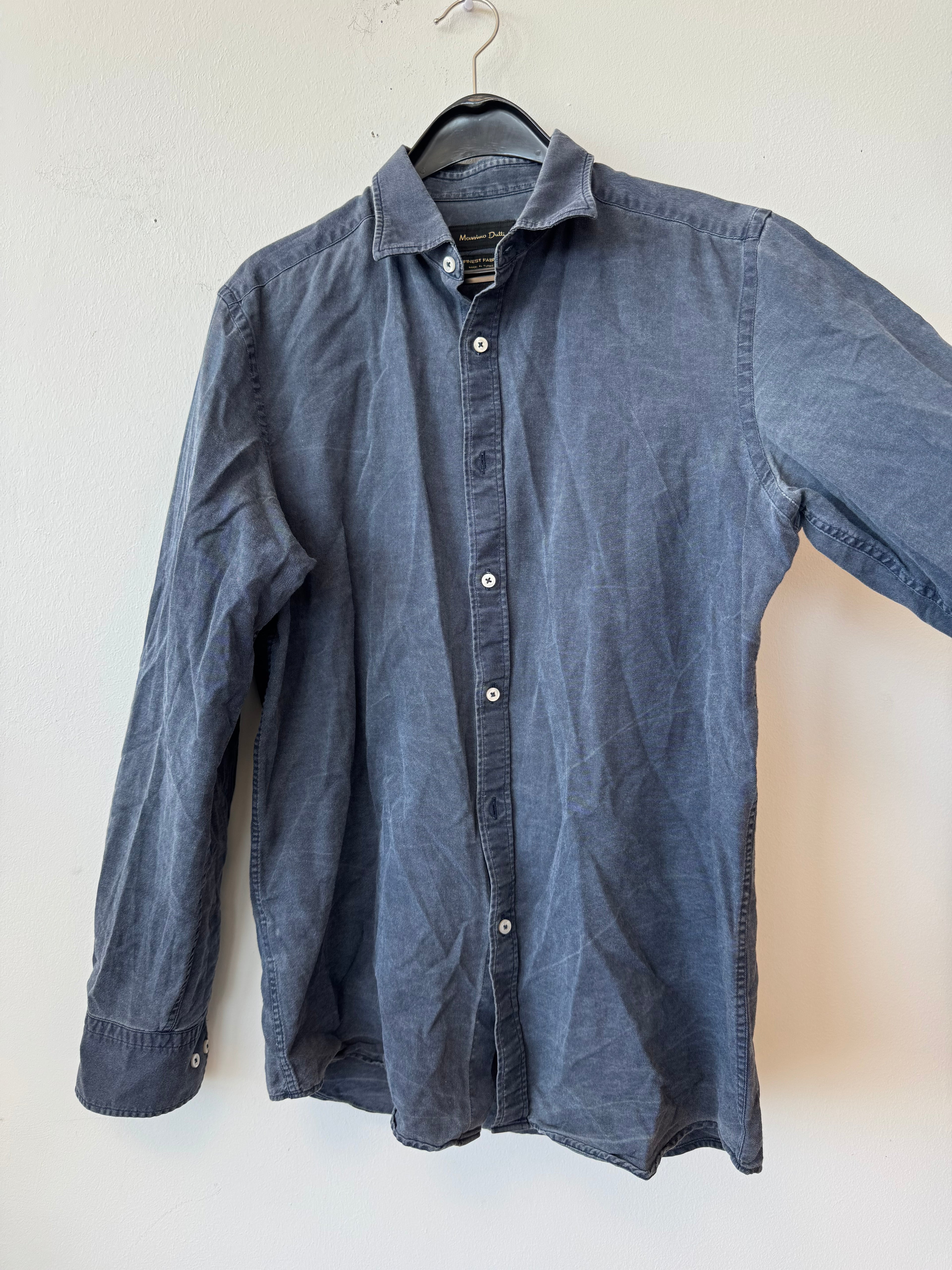 Massimo Dutti Denim Long Sleeve Shirt Dark Blue M Good Condition